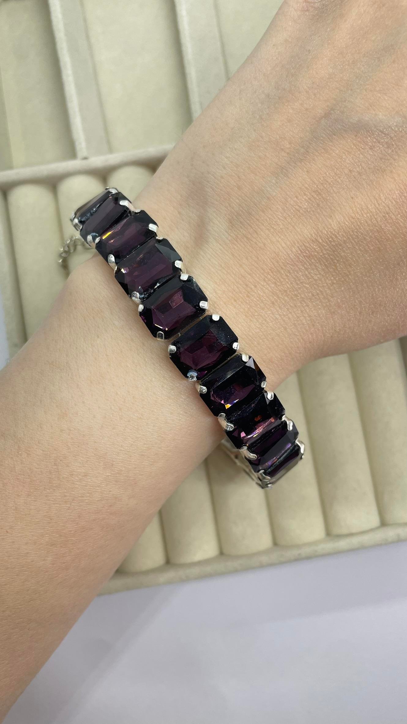 Mor Swa Taşlı Bileklik