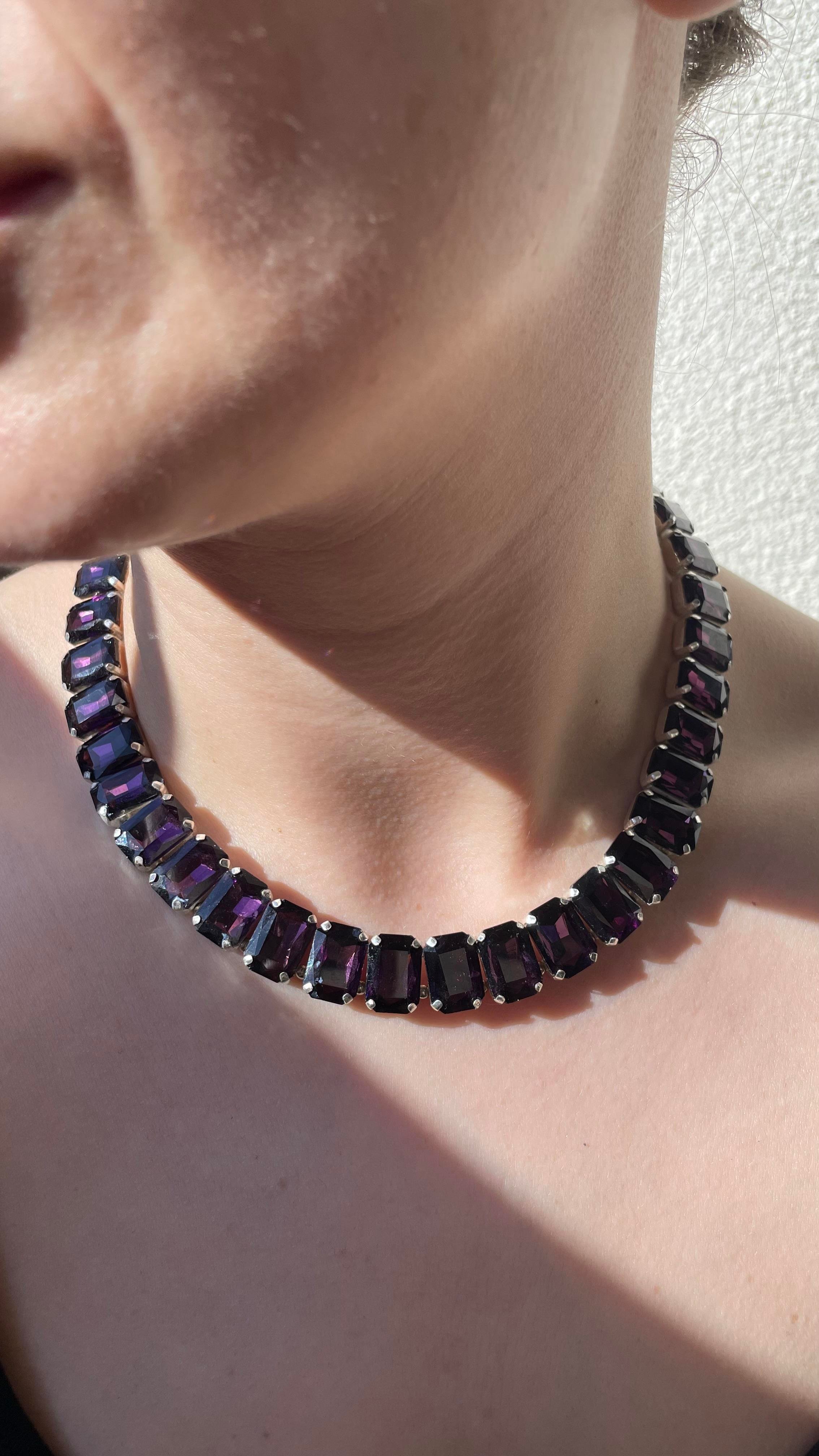 Mor Swa Taşlı Choker Kolye