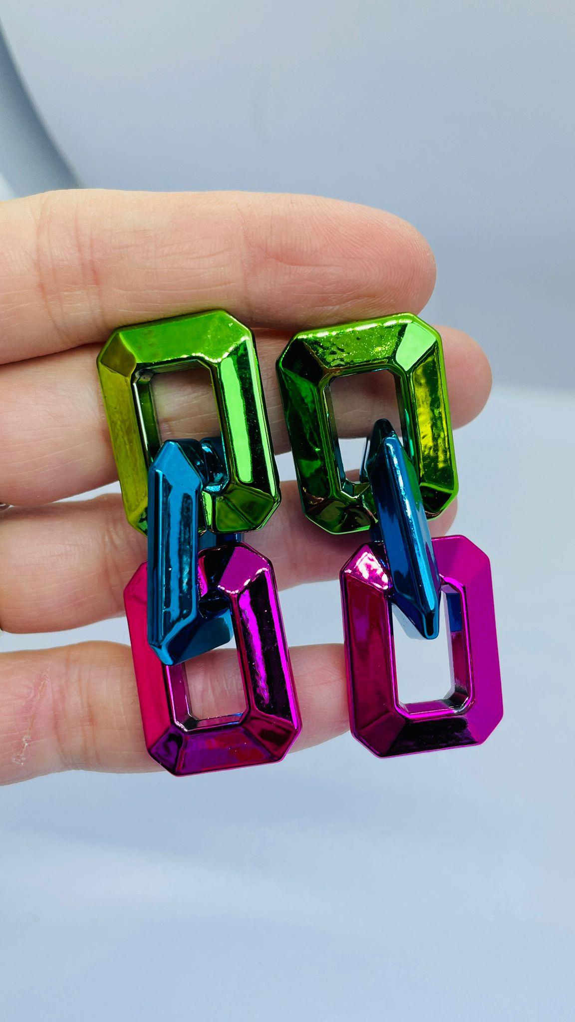 Multi Color Akrilik Sallantılı Küpe