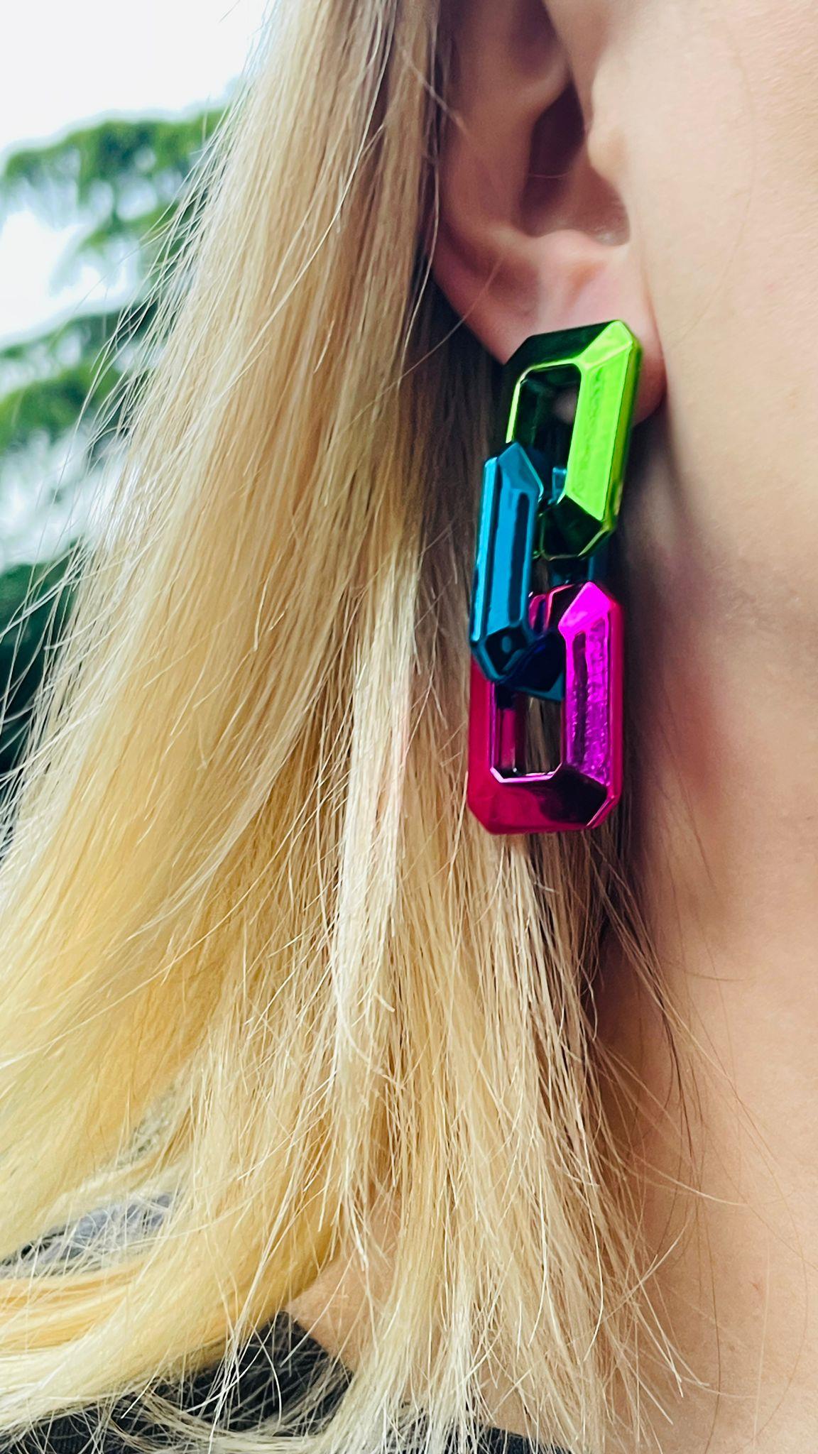 Multi Color Akrilik Sallantılı Küpe