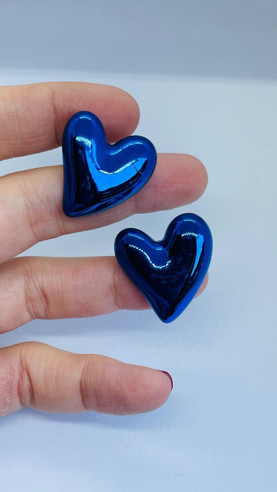 Neon Mavi Kalp Küpe