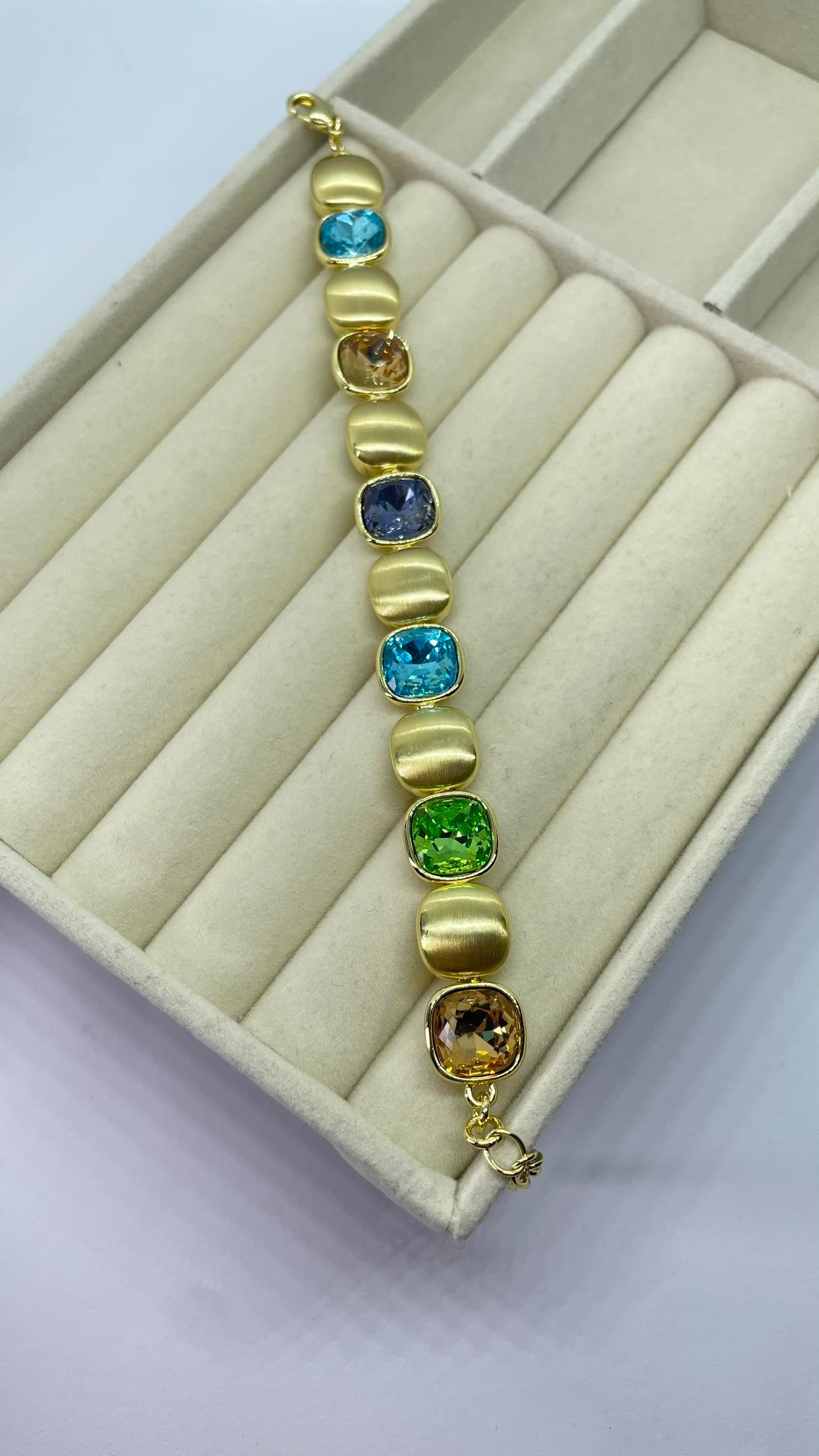 Premium Seri Gold Renkli Taşlı Bileklik