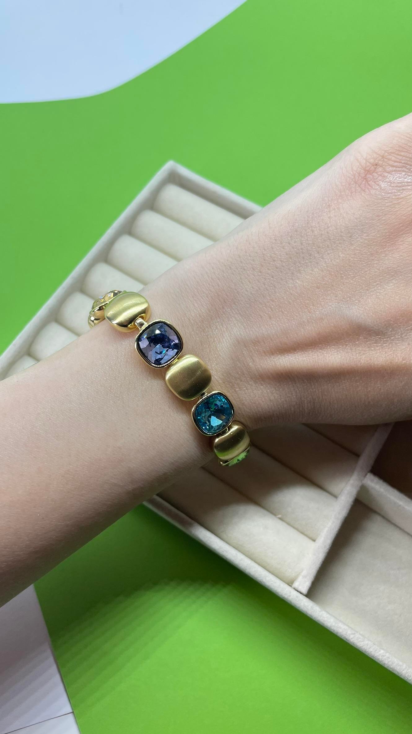 Premium Seri Gold Renkli Taşlı Bileklik