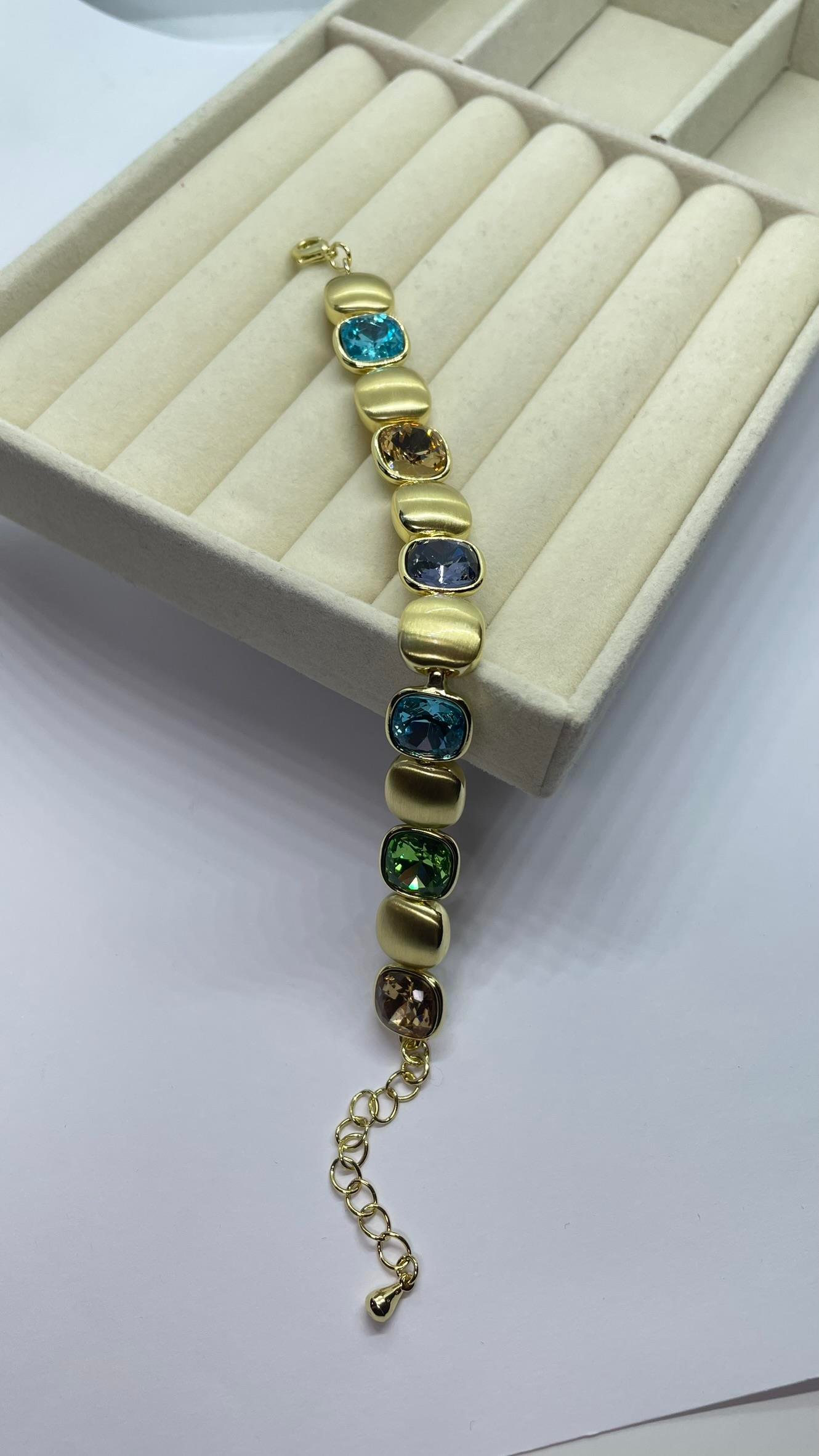 Premium Seri Gold Renkli Taşlı Bileklik