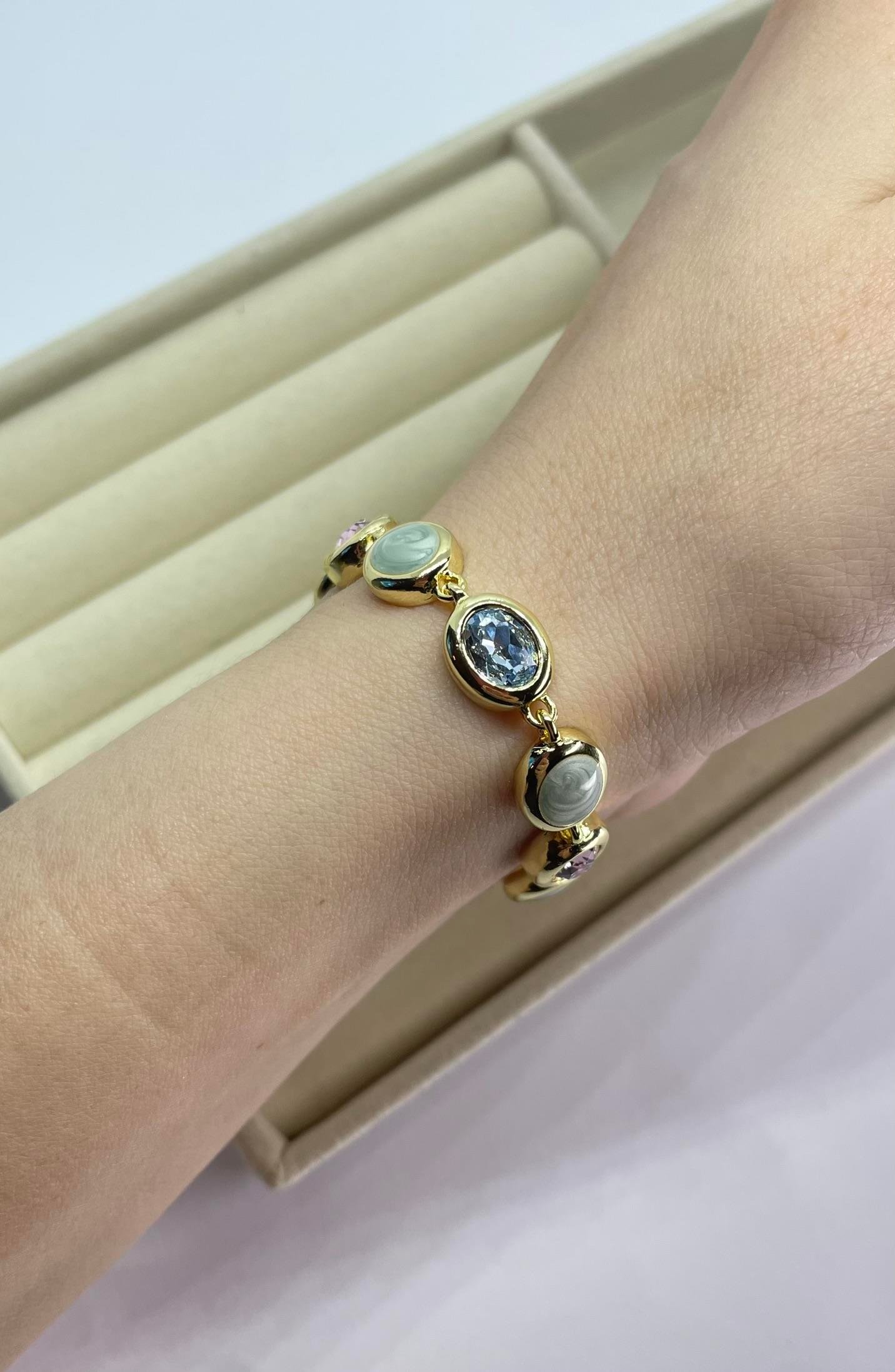 Premium Seri Mavi Pembe Taşlı Bileklik