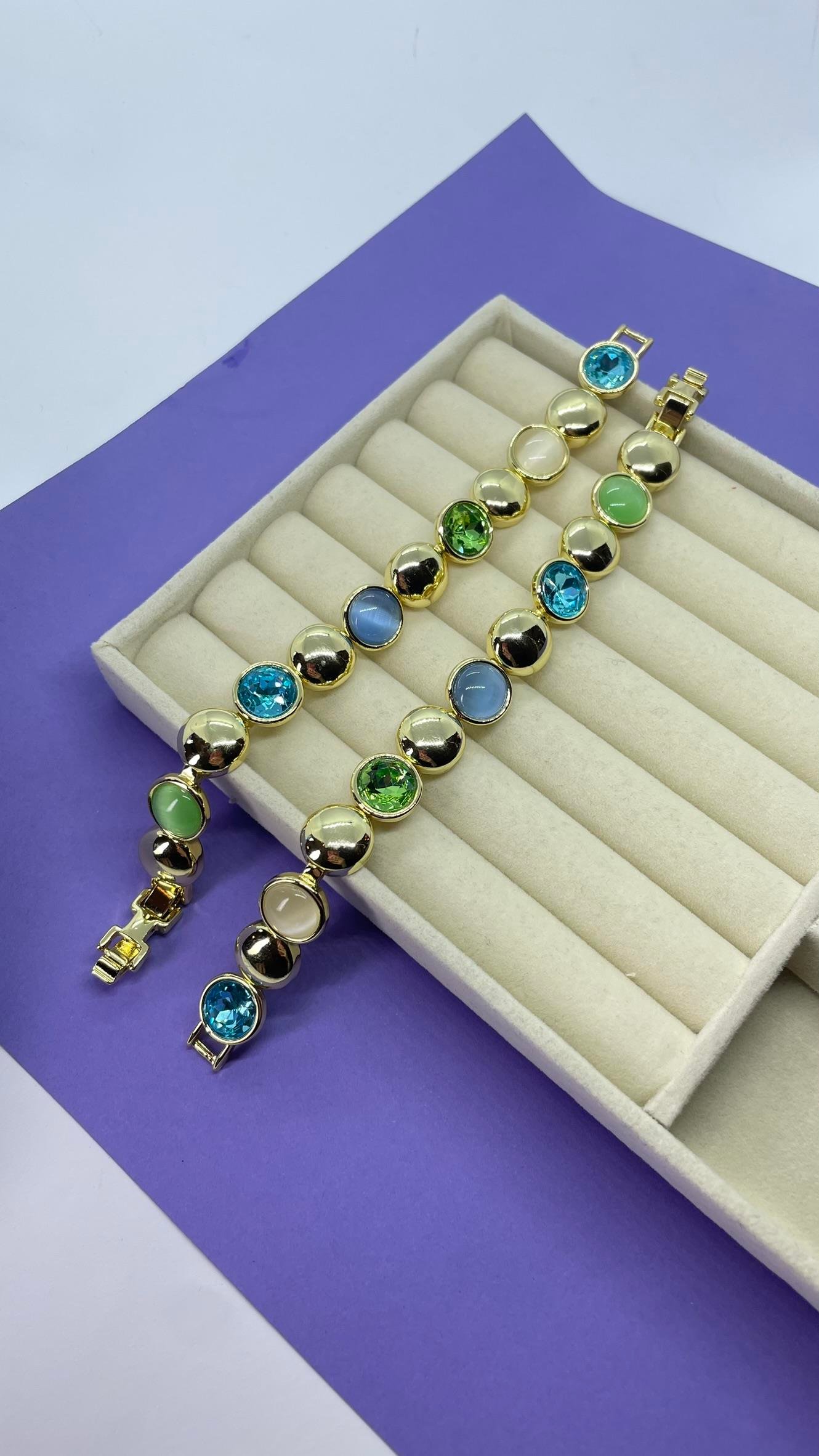 Premium Seri Mavi Yeşil Taşlı Bileklik