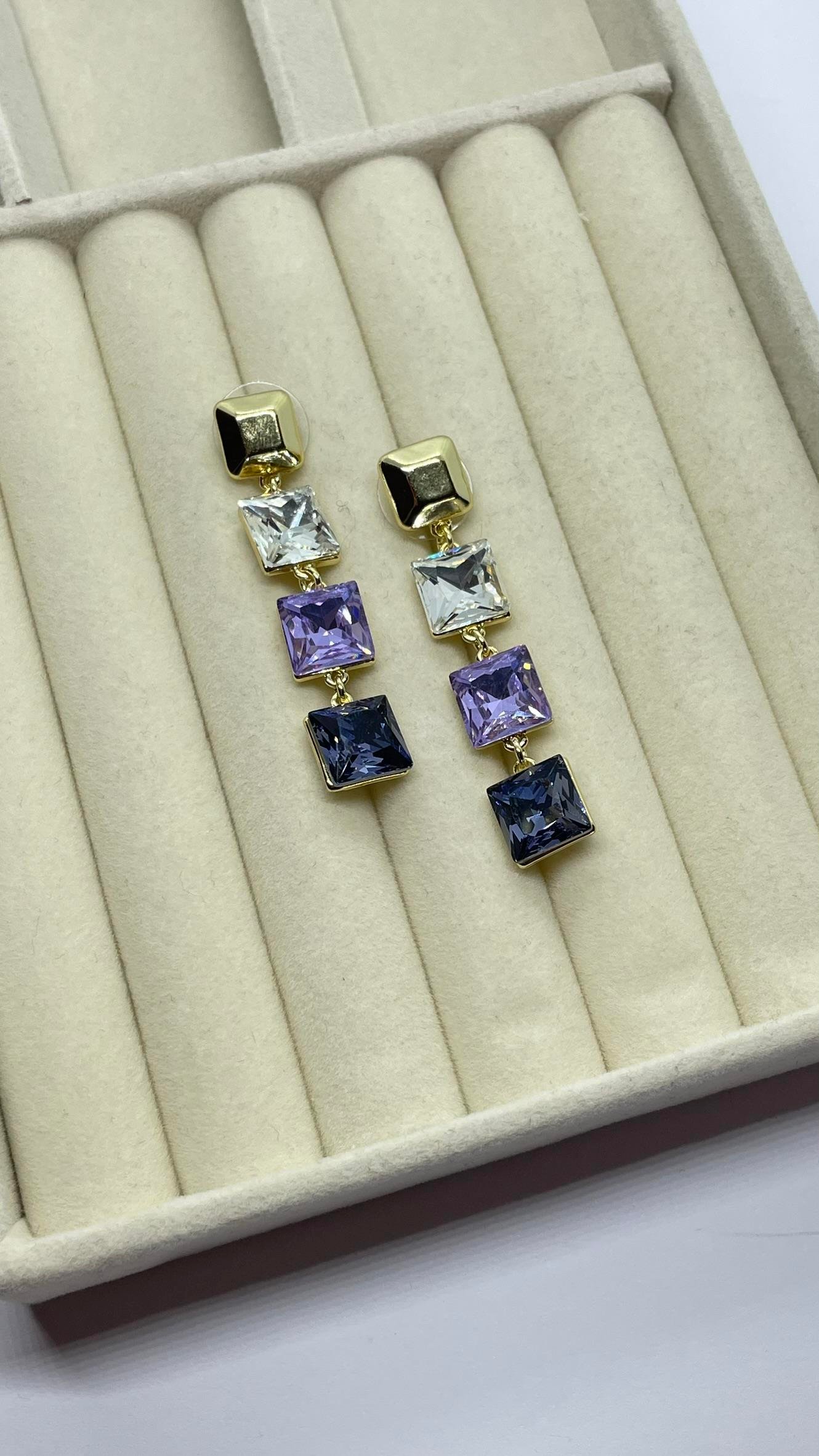 Premium Seri Mor Taşlı Küpe