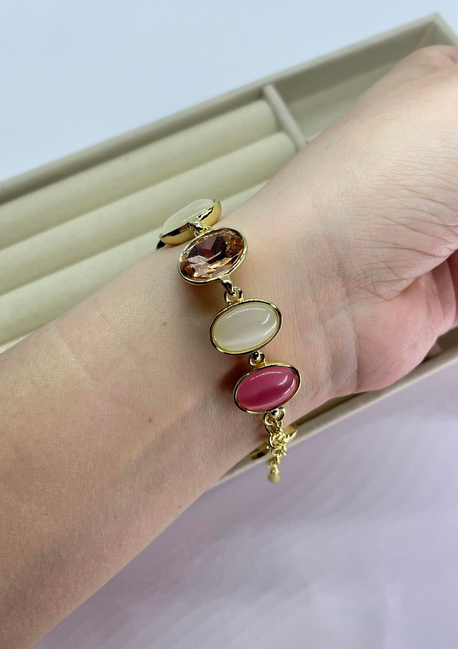 Premium Seri Pembe  Taşlı Bileklik