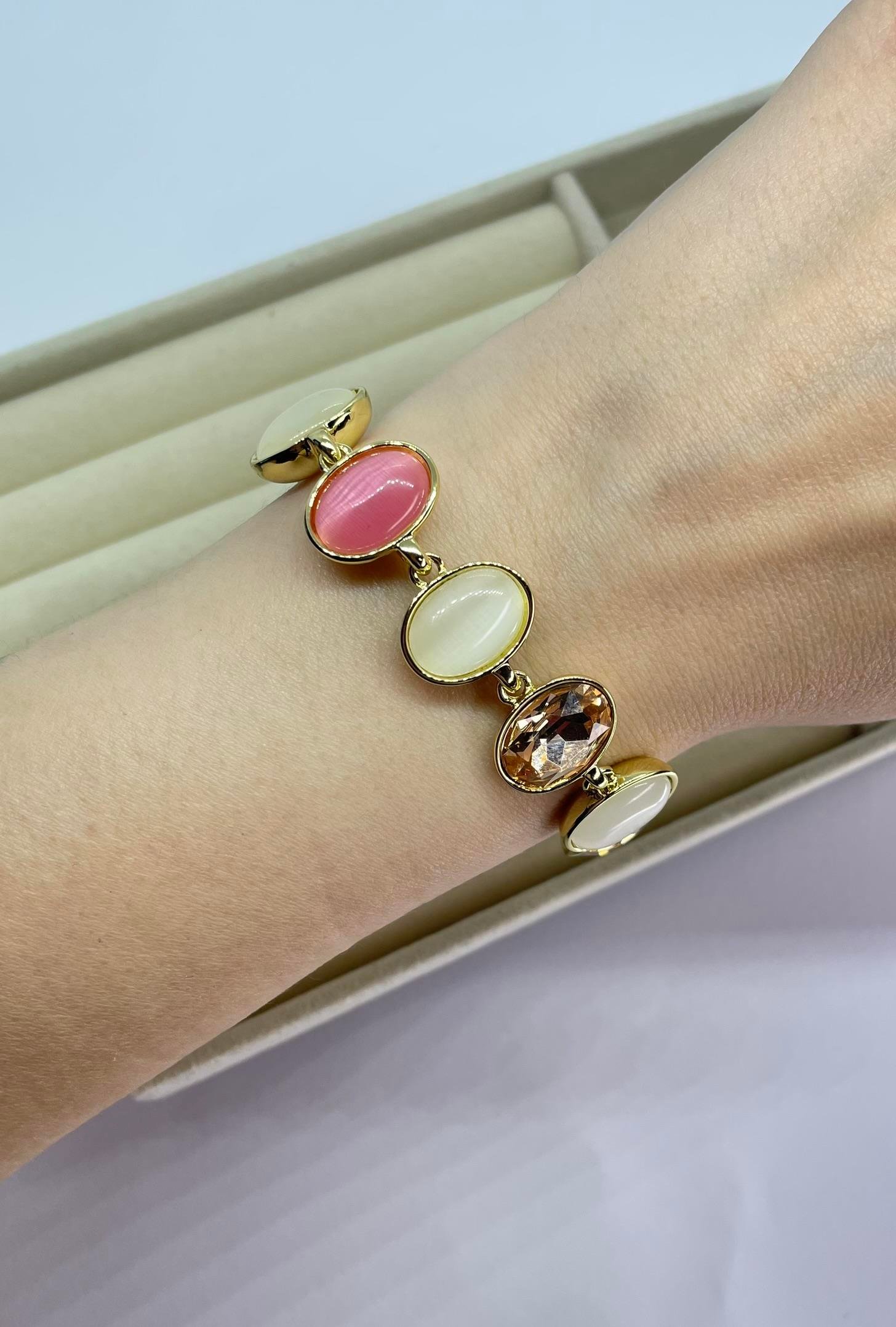 Premium Seri Pembe  Taşlı Bileklik