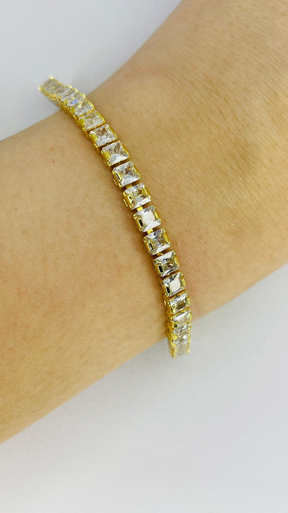 Prenses Kesim Taşlı Suyolu Bileklik (925)