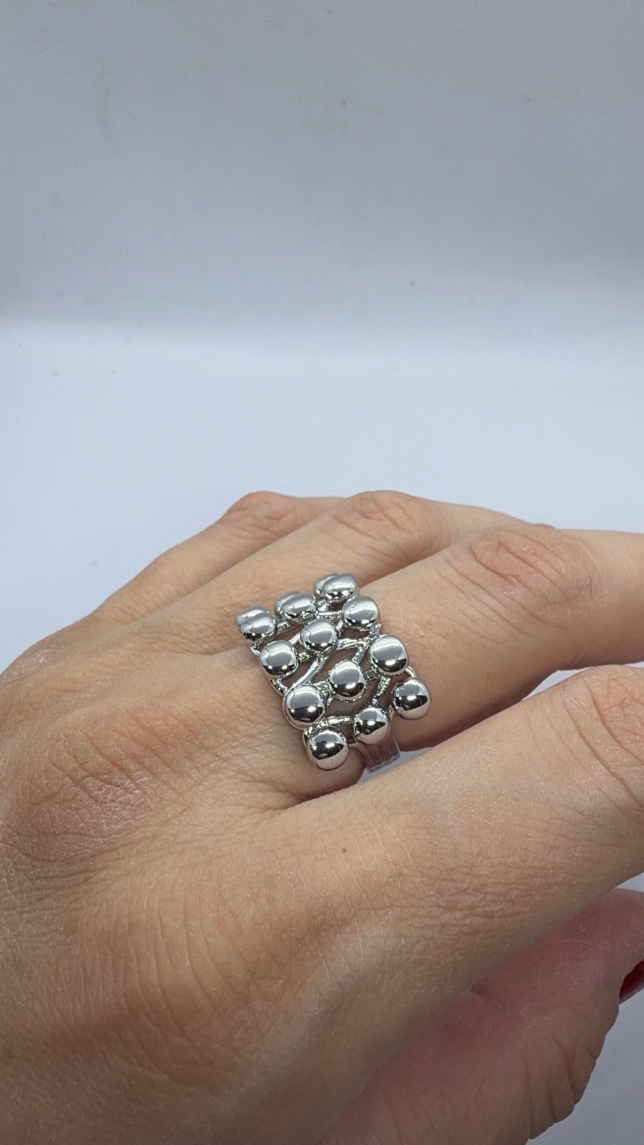 Silver Top Detaylı Ayarlanabilir Yüzük 