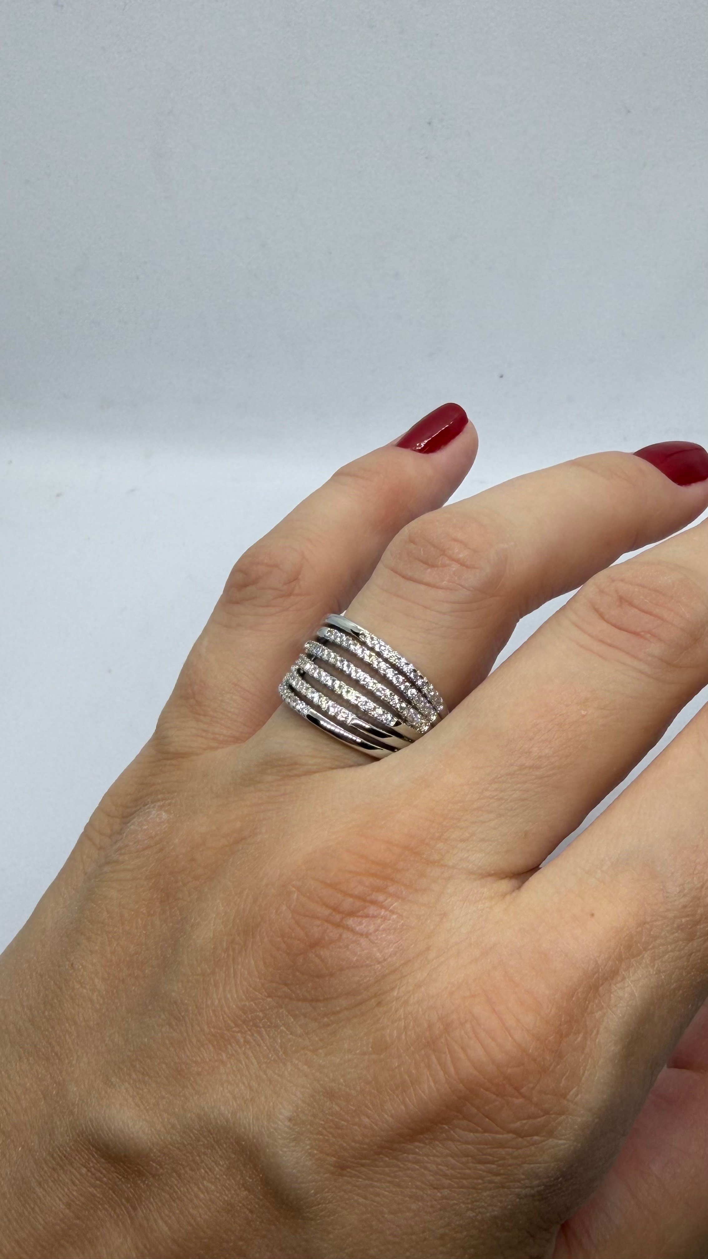 Sıralı Taşlı Silver Ayarlanabilir Yüzük 