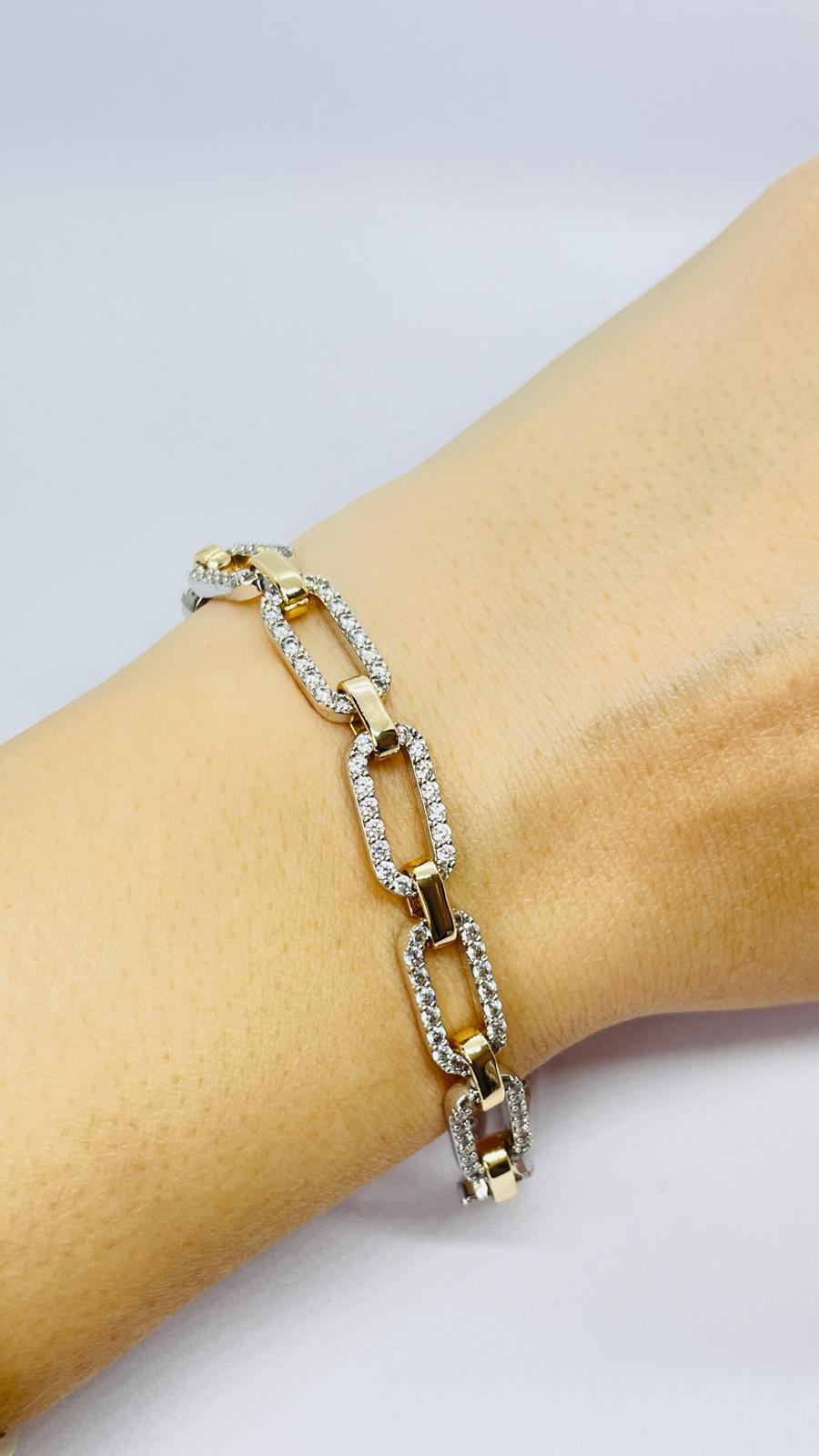 Taşlı Gold Bağlantılı Zincir Bileklik