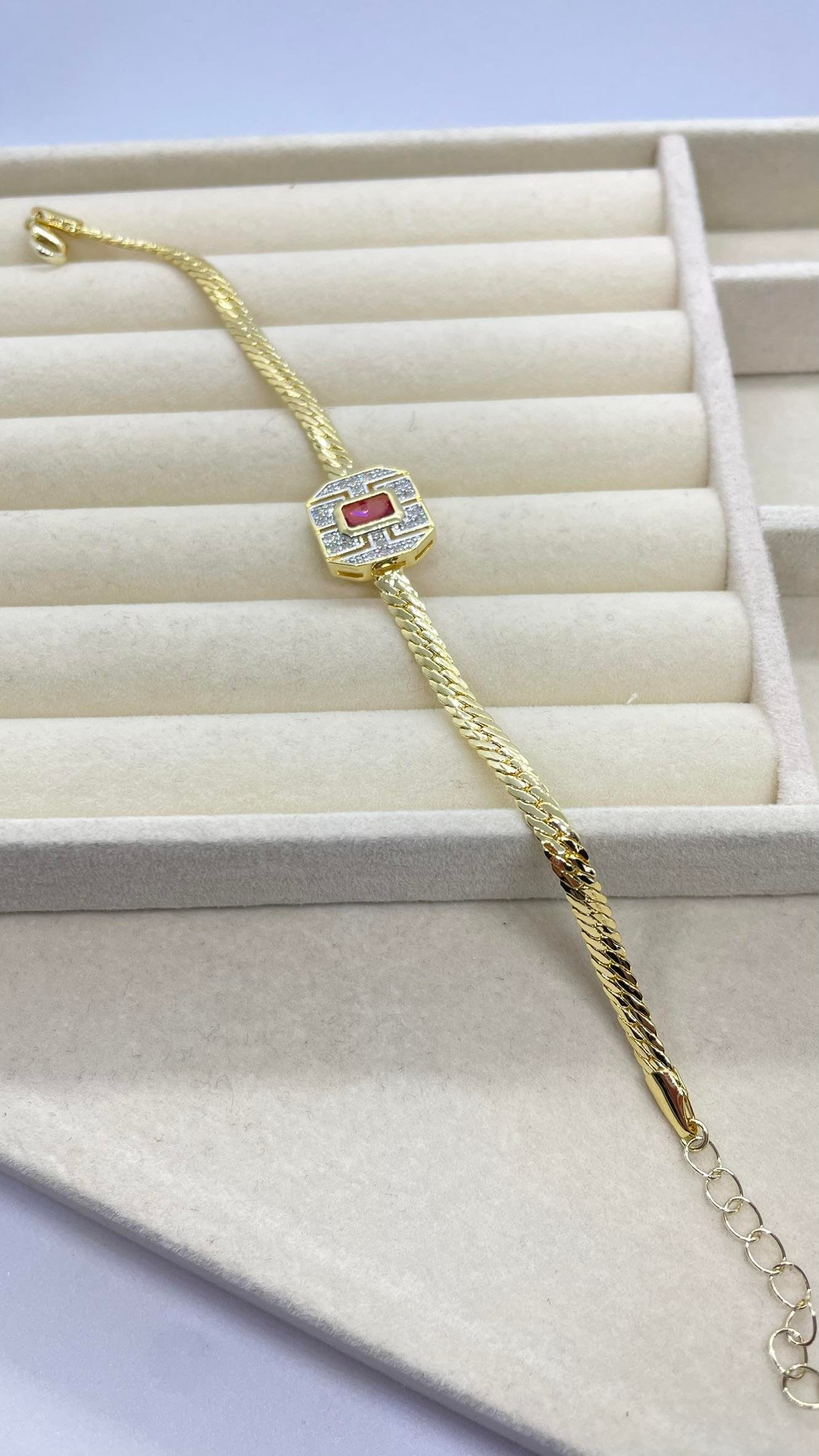 Taşlı İtalyan Ezme Bileklik