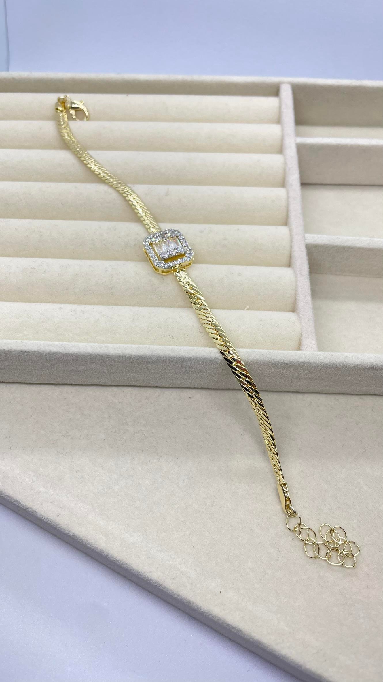 Taşlı İtalyan Ezme Bileklik