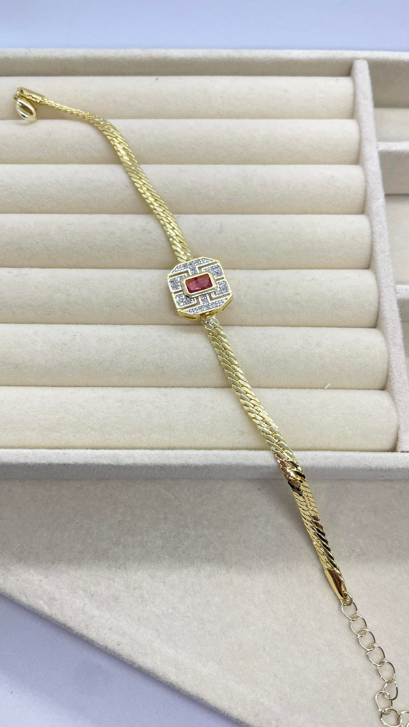 Taşlı İtalyan Ezme Bileklik