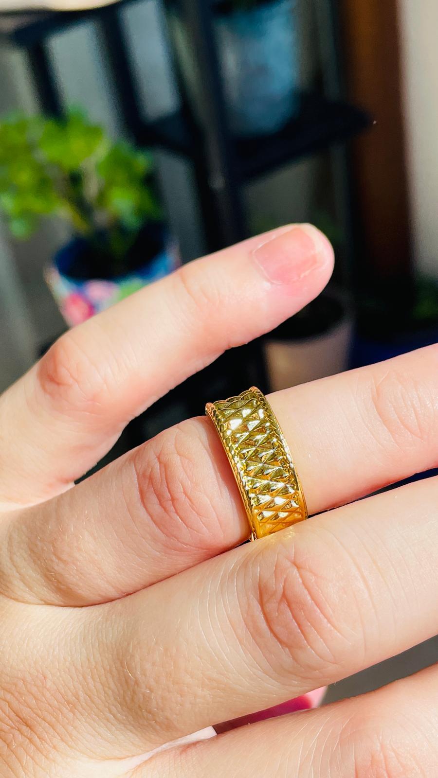 Tırtıklı Gold Ayarlanabilir Yüzük