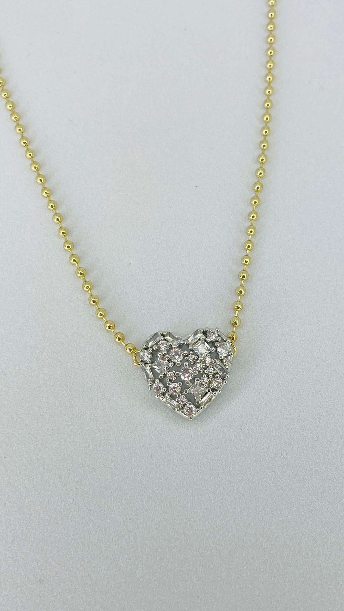 Top Zincirli Kalp Kolye