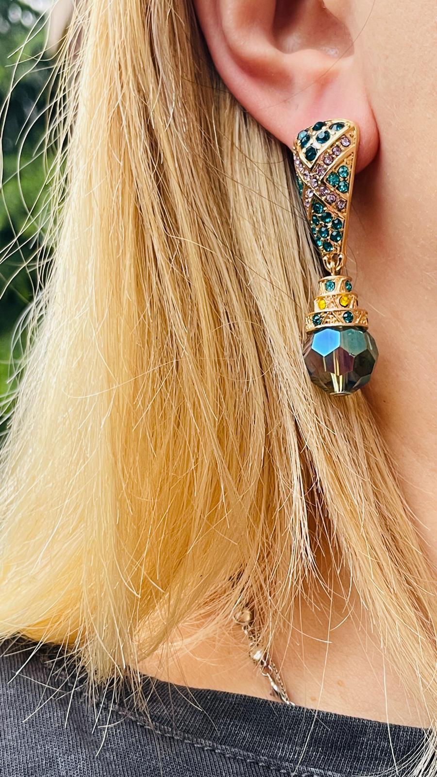 Turkuaz Taşlı Gold Vintage Küpe