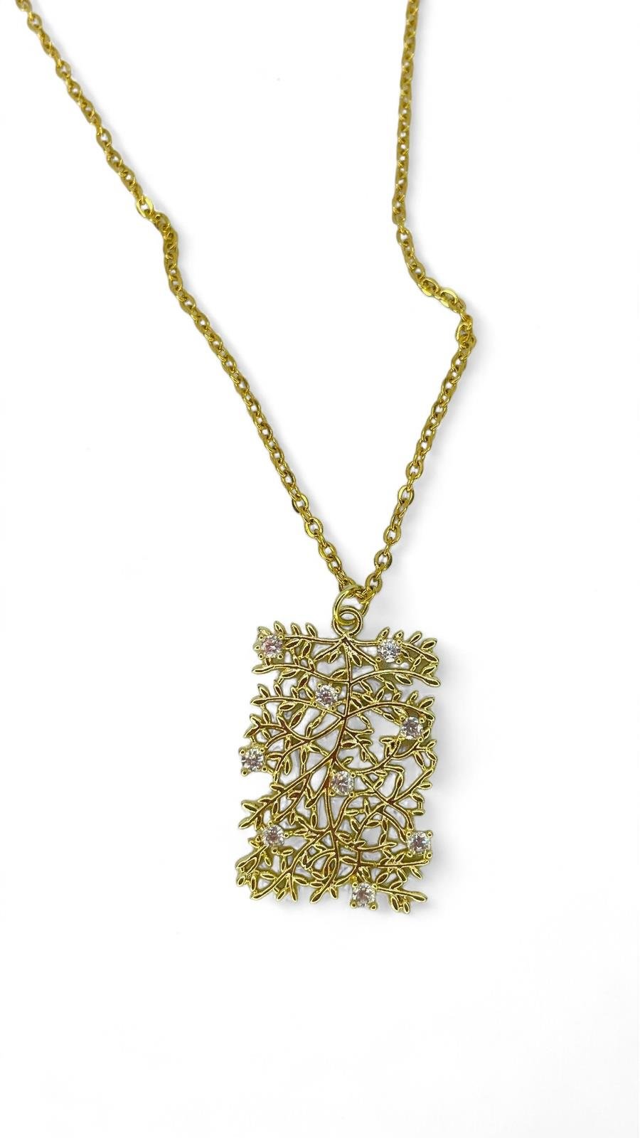 Yaprak Desenli Aile Ağacı Kolye