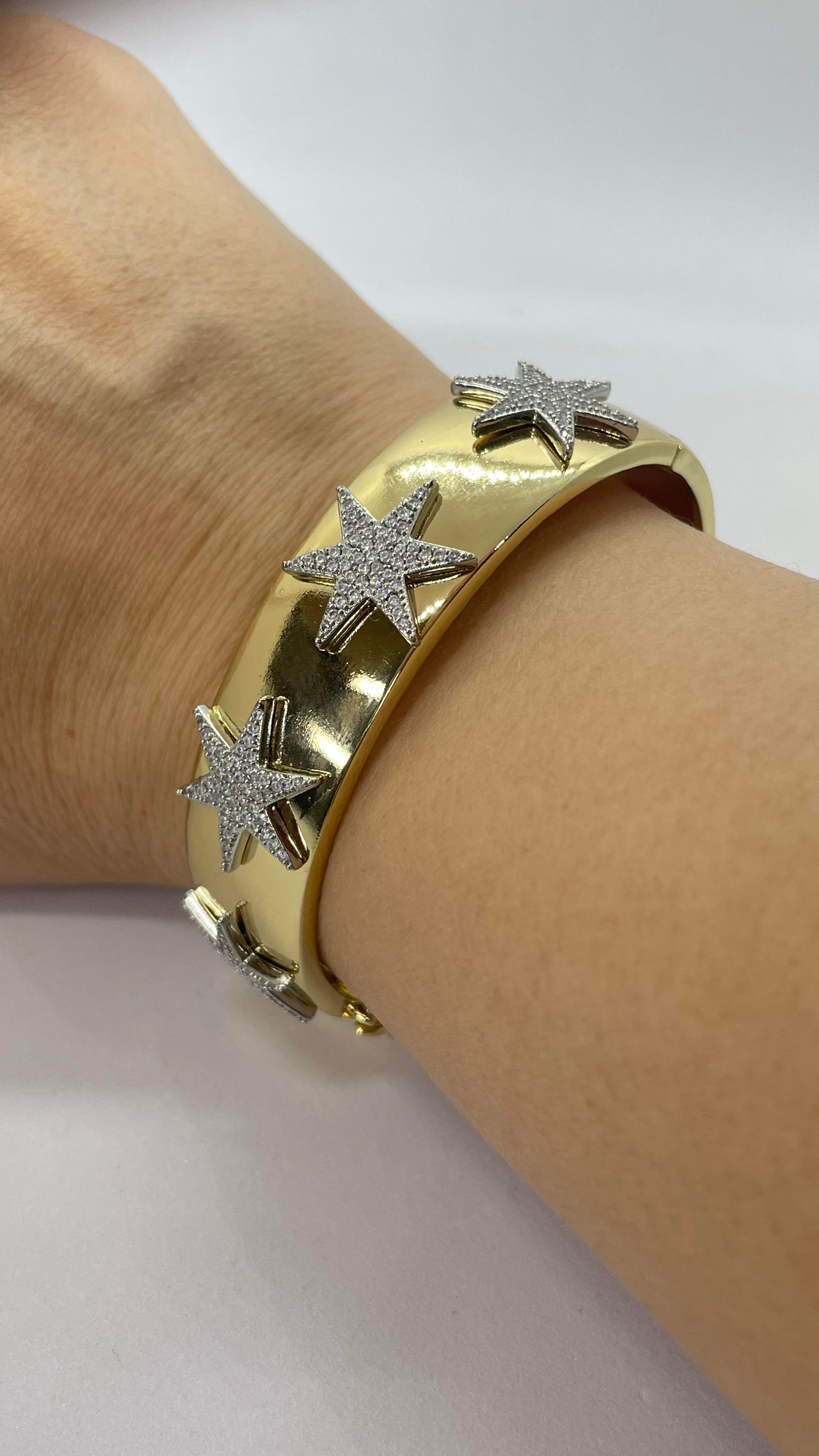 Yıldız Detaylı Gold Kelepçe