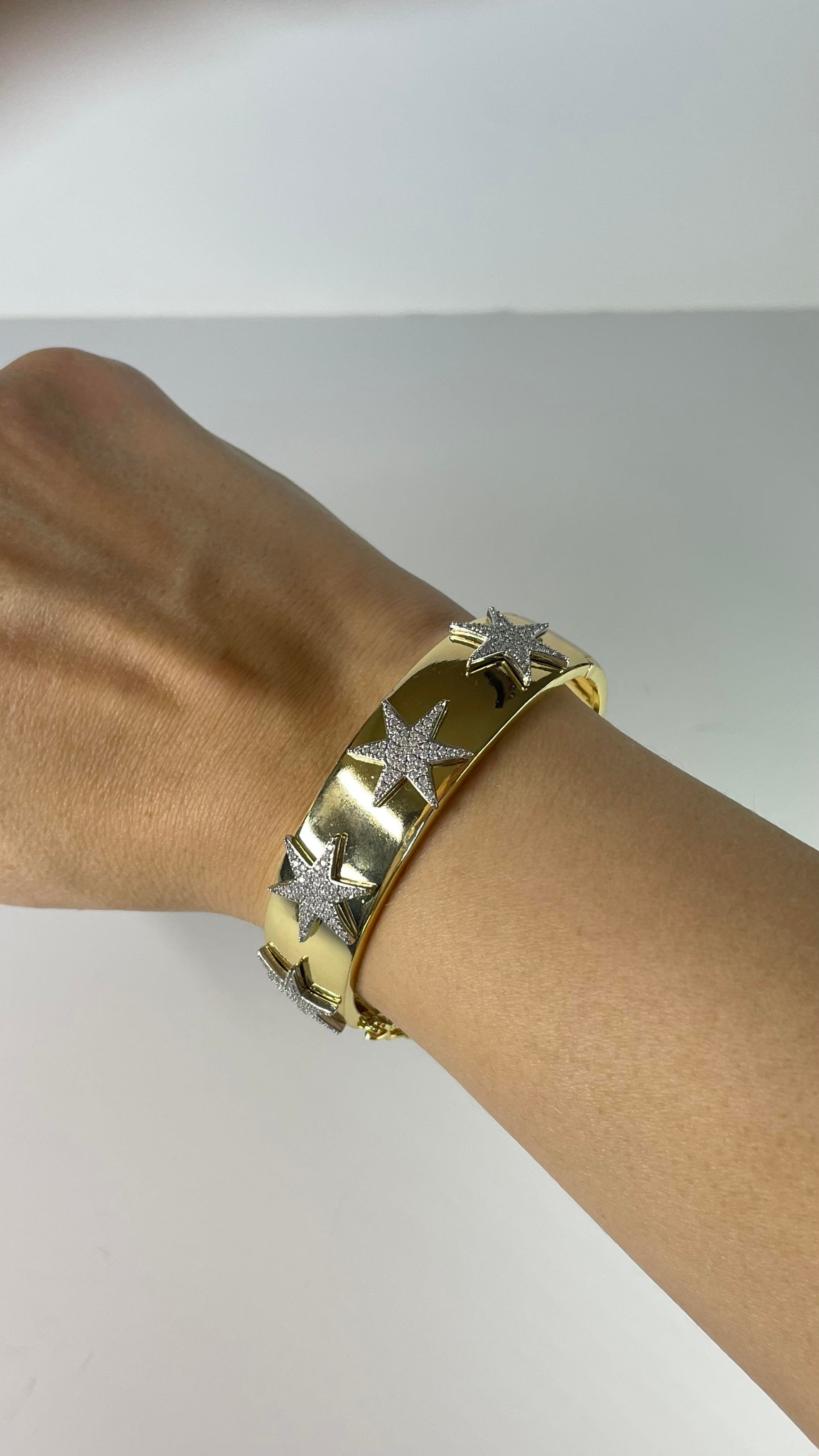 Yıldız Detaylı Gold Kelepçe