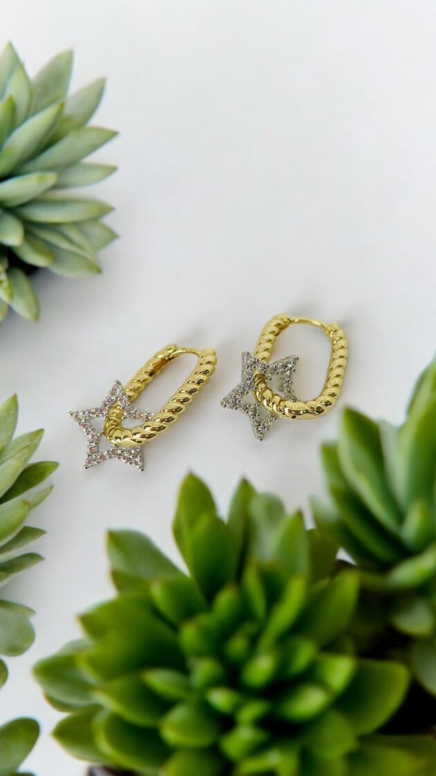 Yıldız Uçlu Burgu Oval Küpe