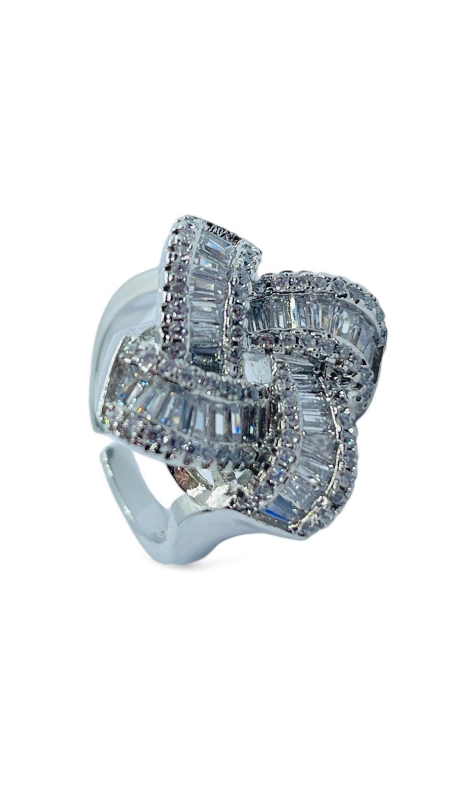 Yonca Baget Taşlı Ayarlanabilir Yüzük