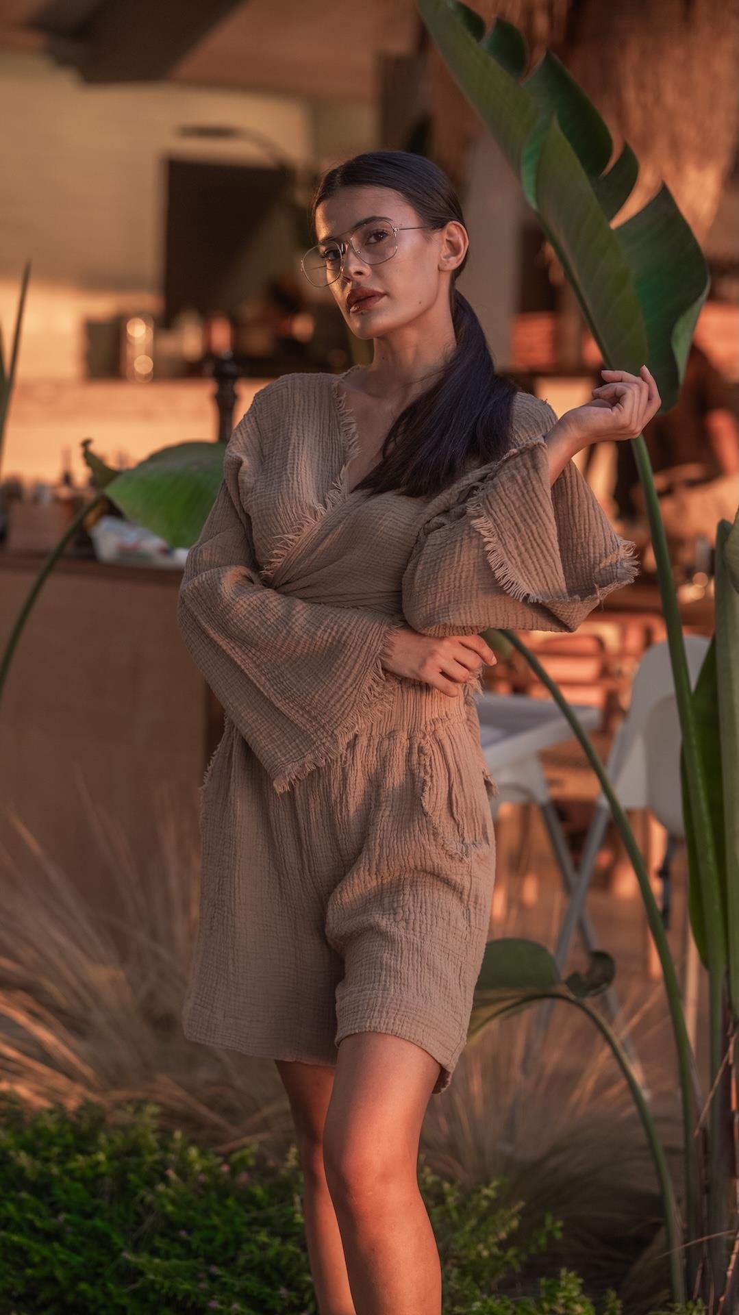 Açık Kahve Müslin Şort