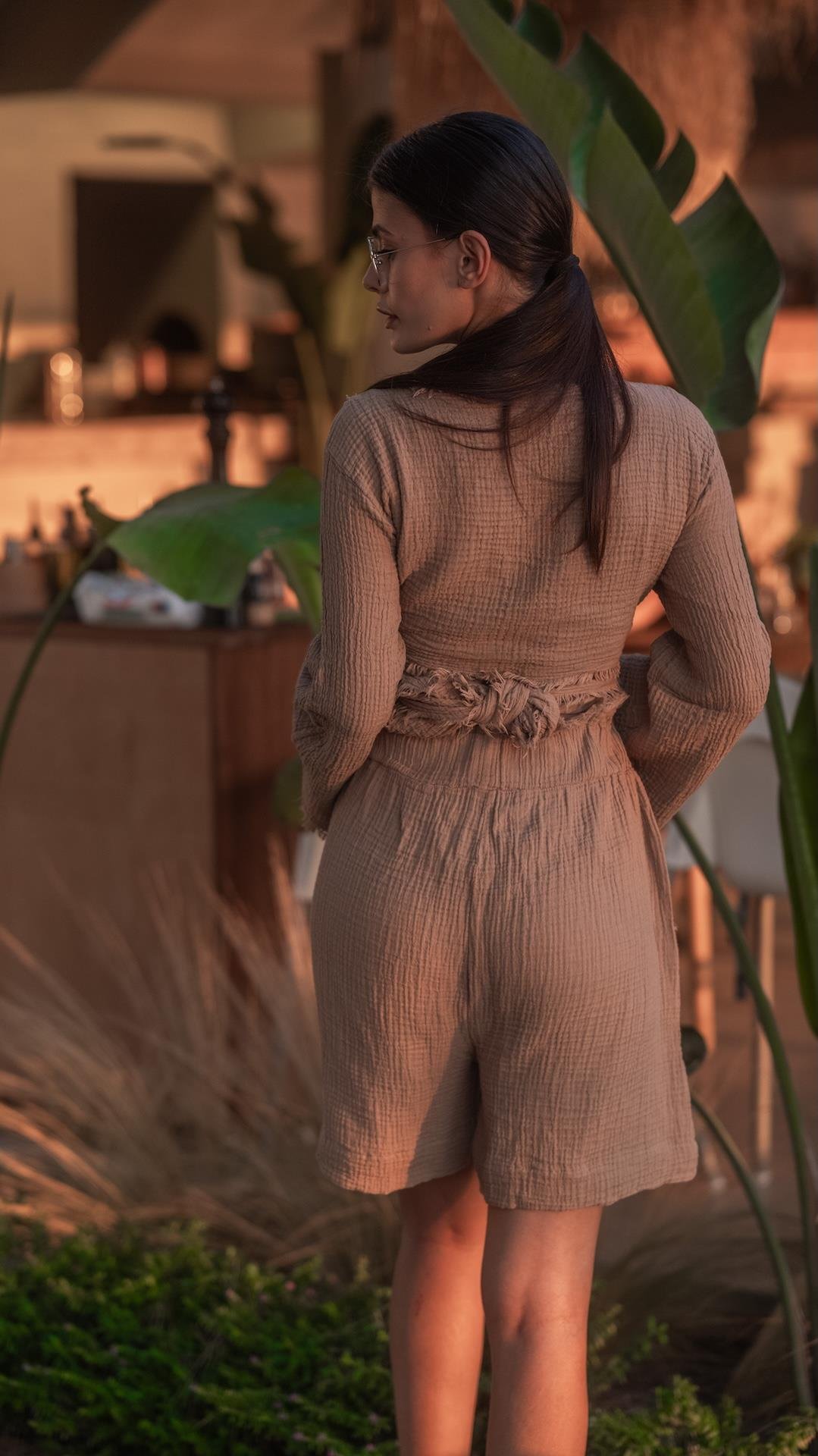 Açık Kahve Müslin Şort