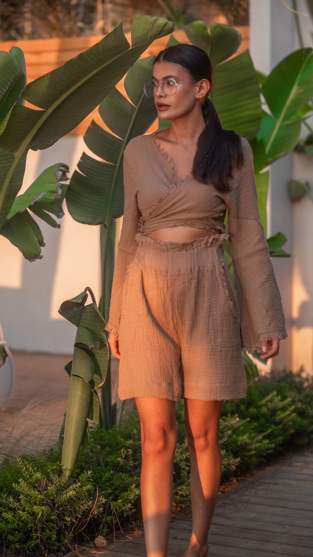 Açık Kahve Müslin Şort