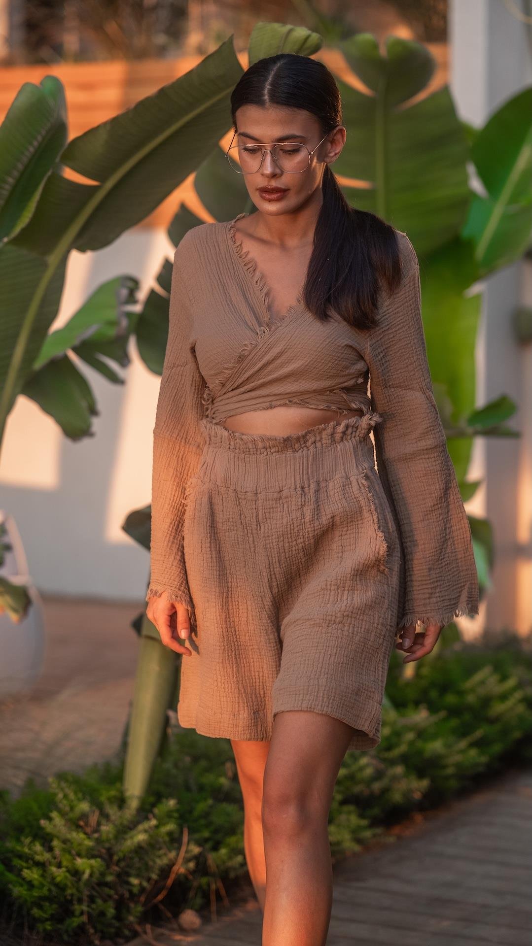 Açık Kahve Müslin Şort