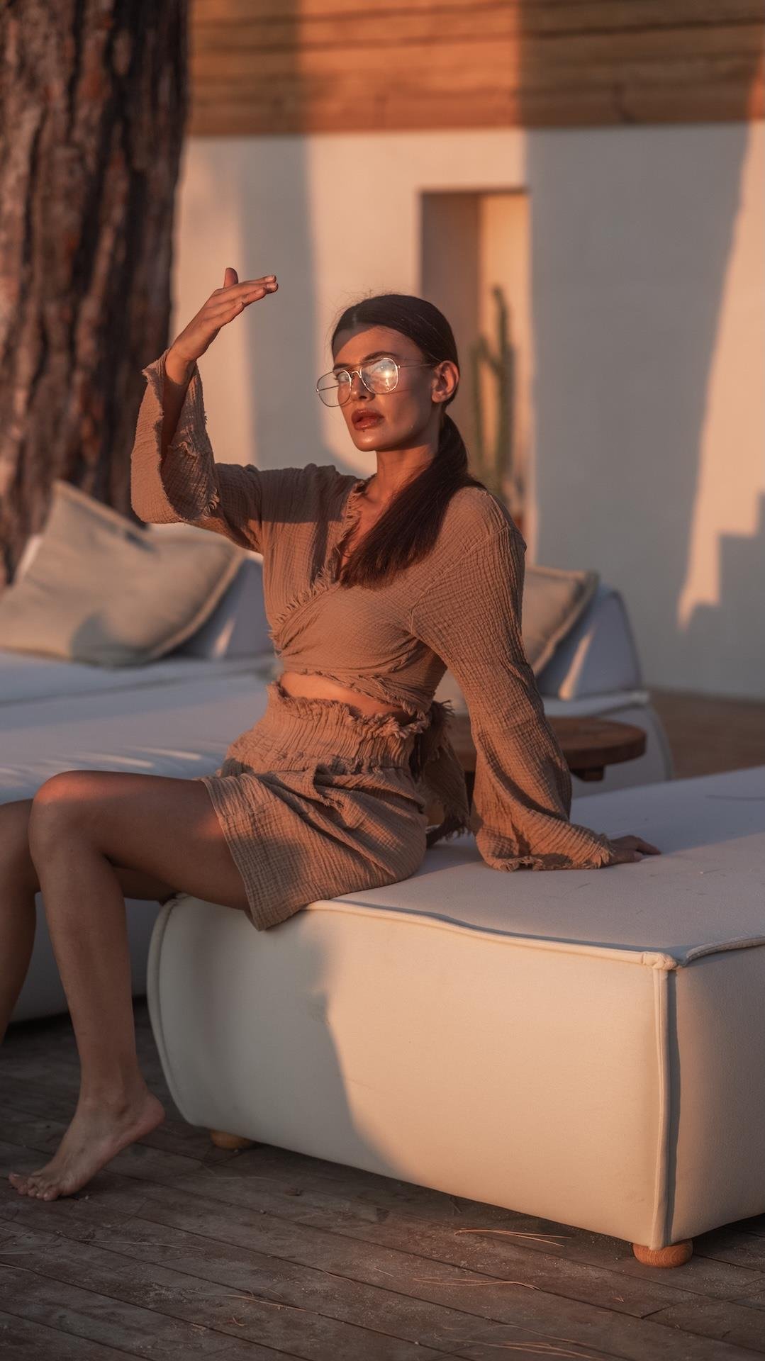 Açık Kahve Müslin Şort