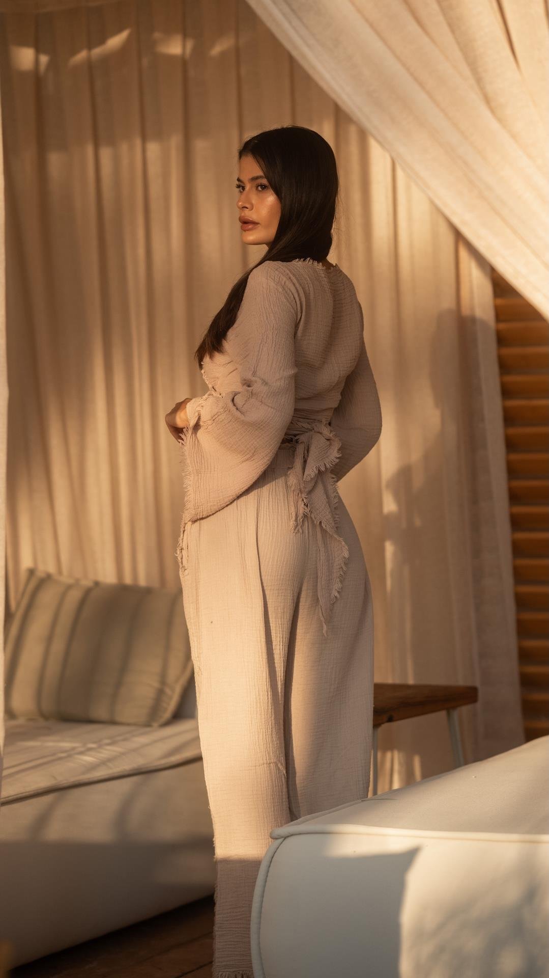 Bej Renk Marakesh Müslin Pantolon