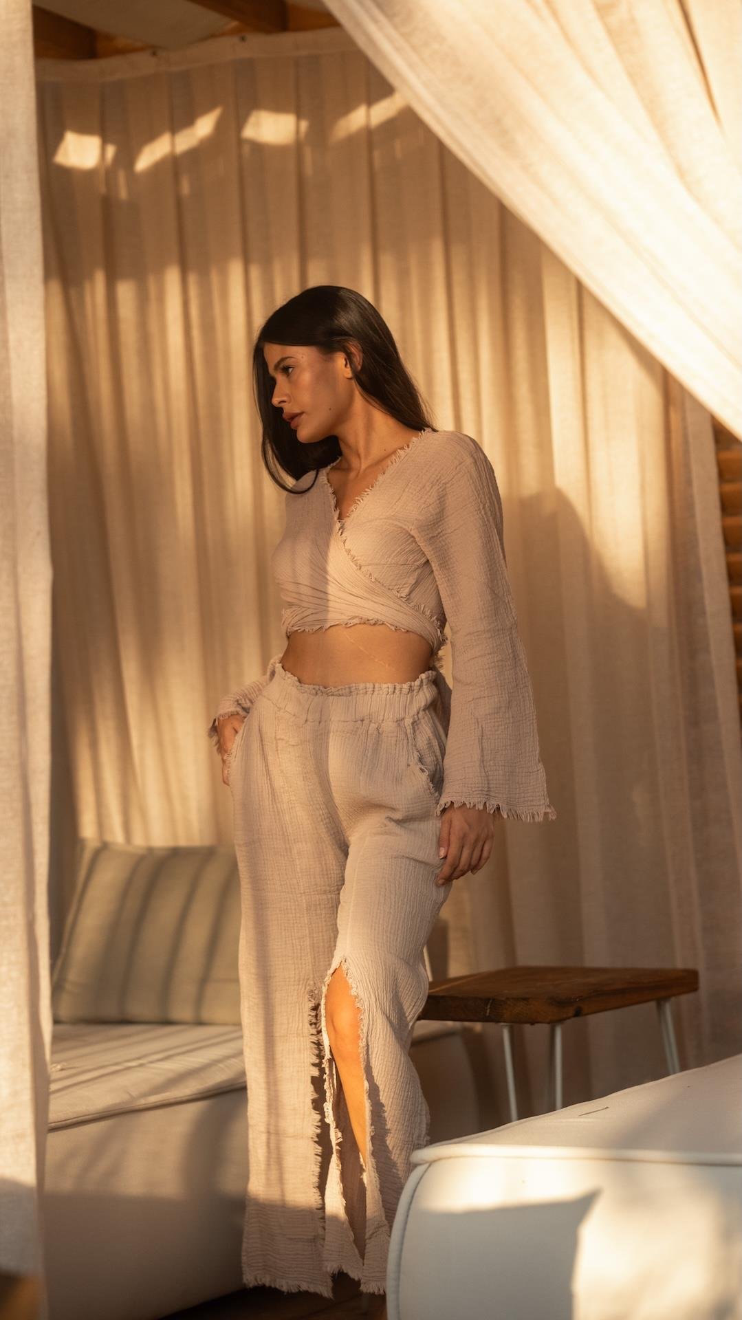 Bej Renk Marakesh Müslin Pantolon