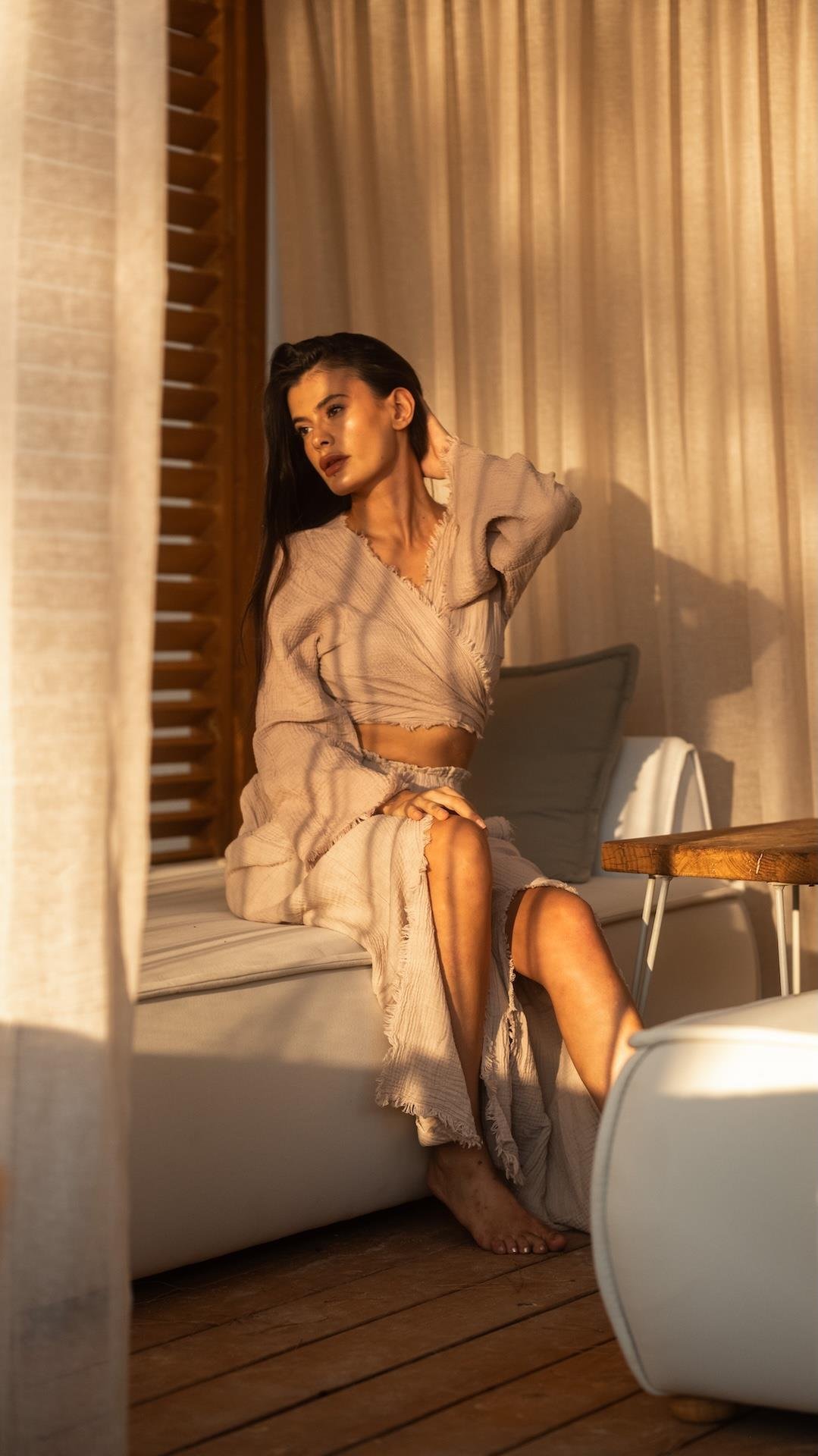 Bej Renk Marakesh Müslin Pantolon