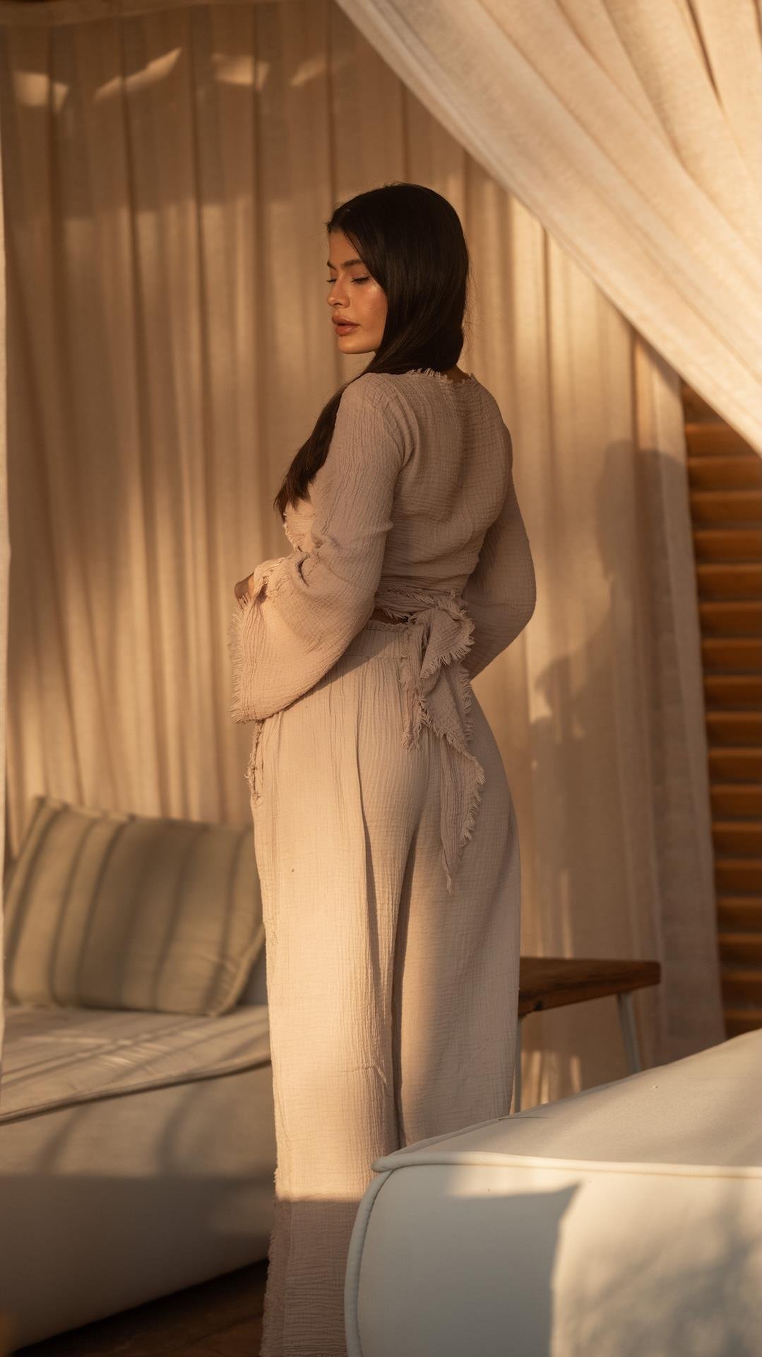 Bej Renk Marakesh Müslin Pantolon