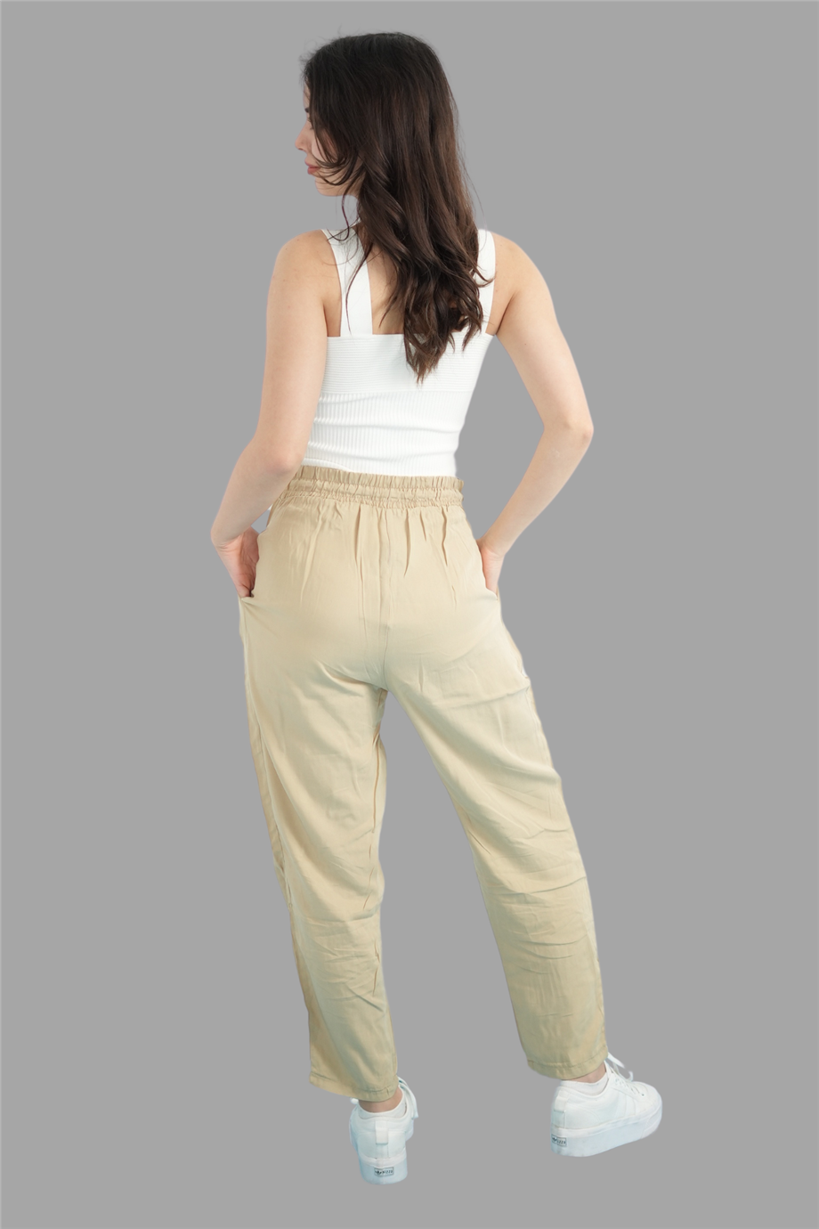 Bej Renk Tensel Kumaş Pantolon