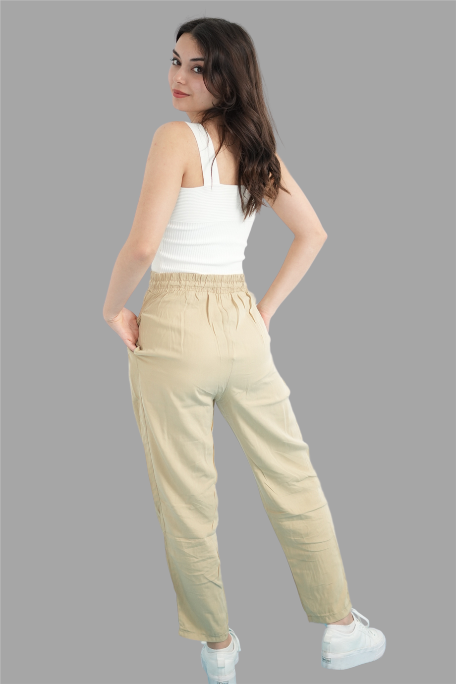 Bej Renk Tensel Kumaş Pantolon