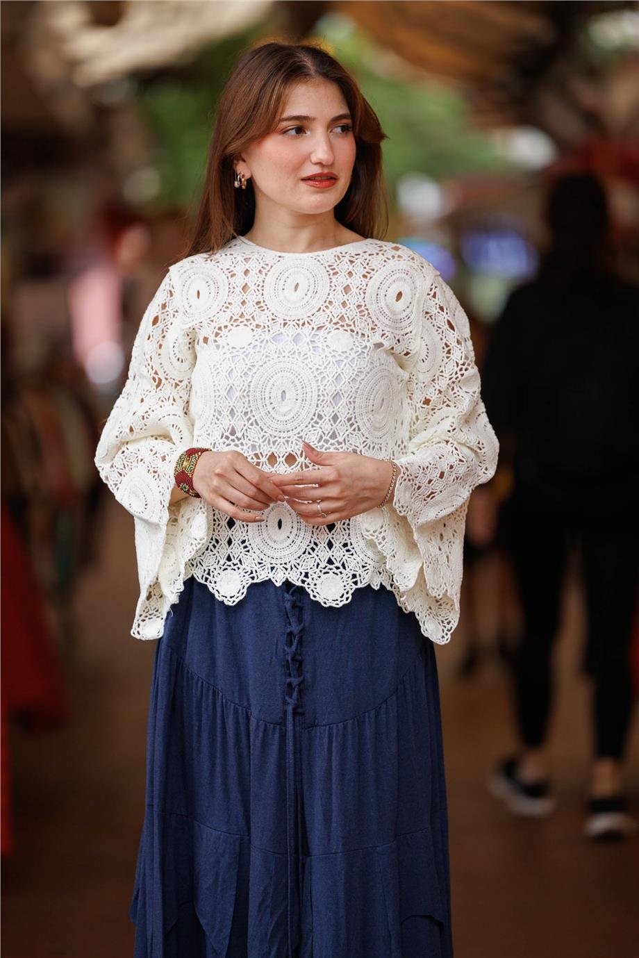 Beyaz Renk Örme Bluz