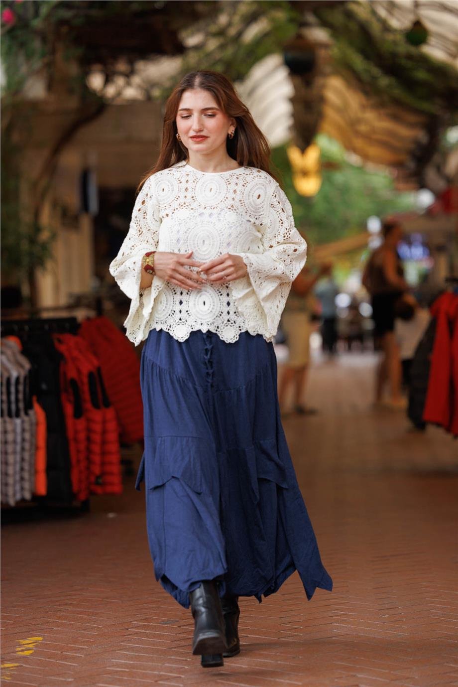 Beyaz Renk Örme Bluz