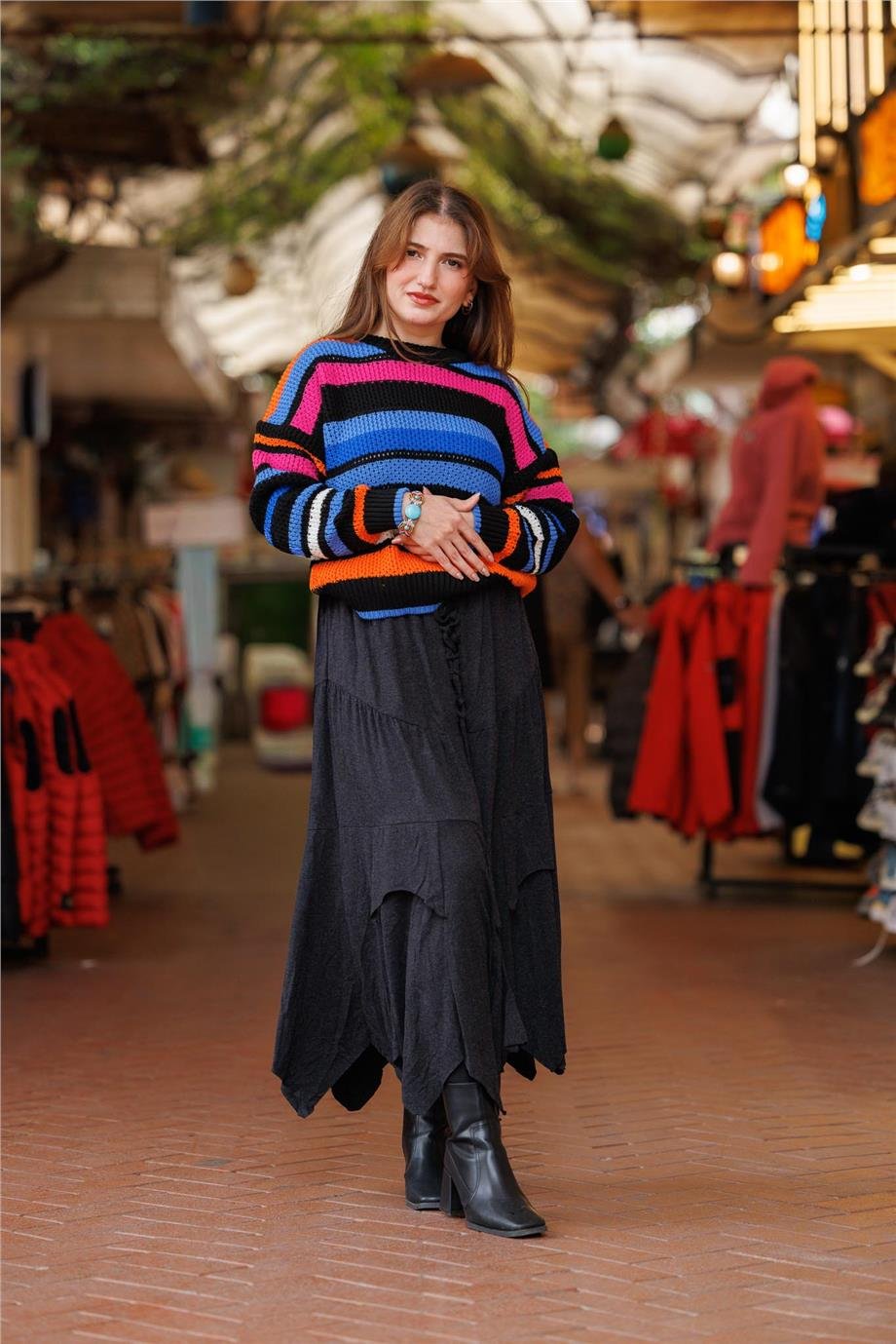 Gri Renk Karsu Yün Bohem Etek