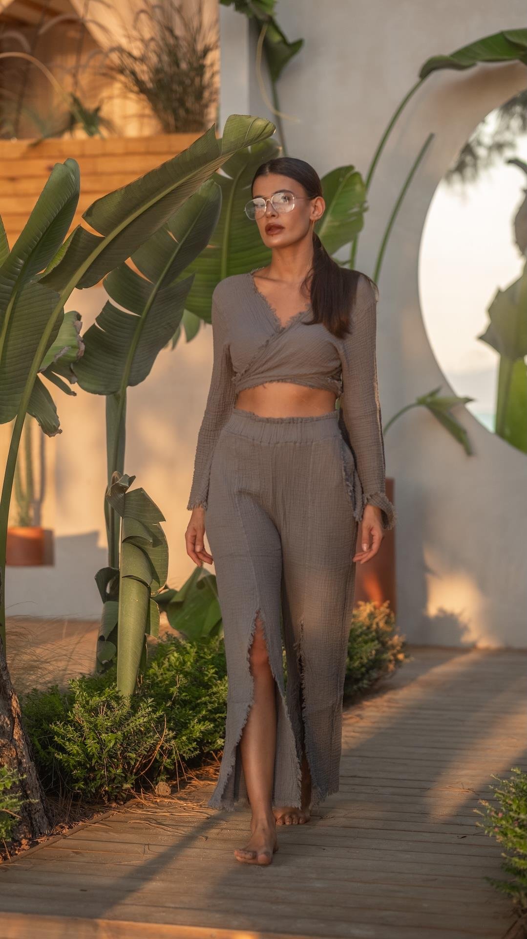 Gri Renk Marakesh Müslin Pantolon