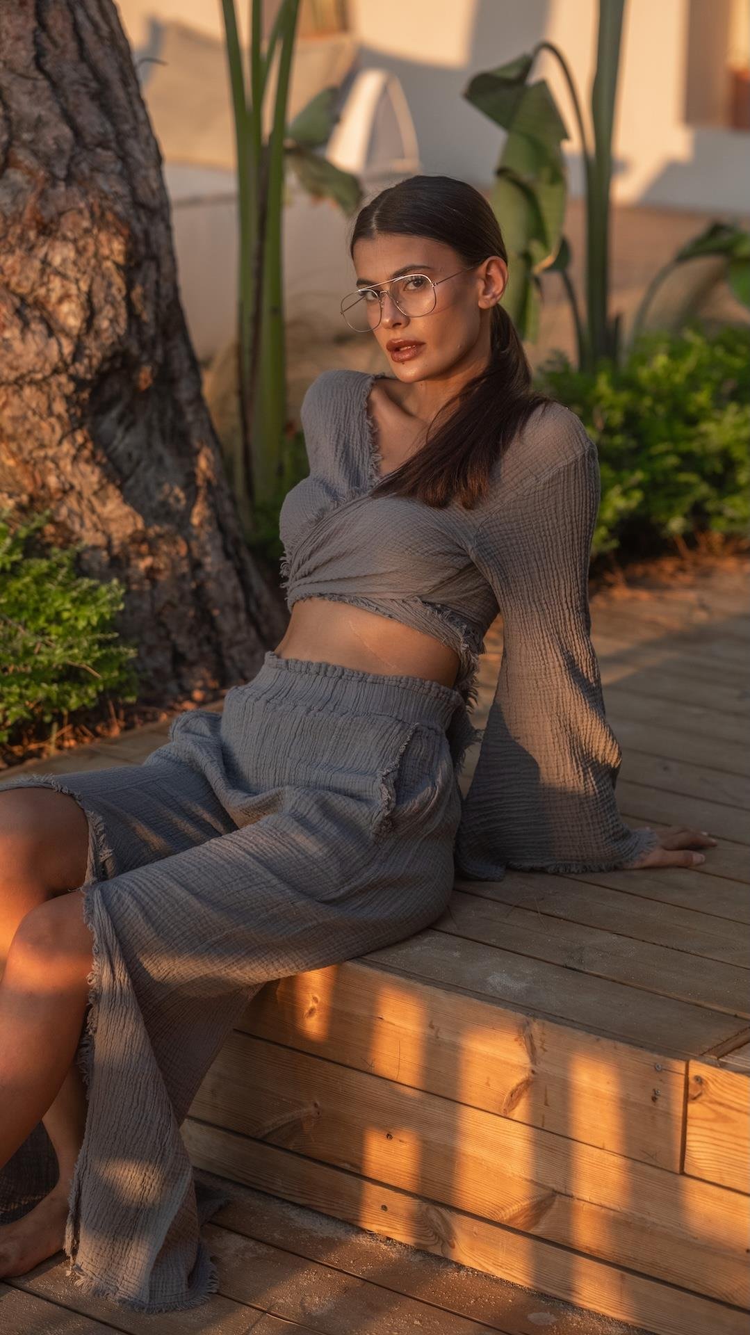 Gri Renk Marakesh Müslin Pantolon