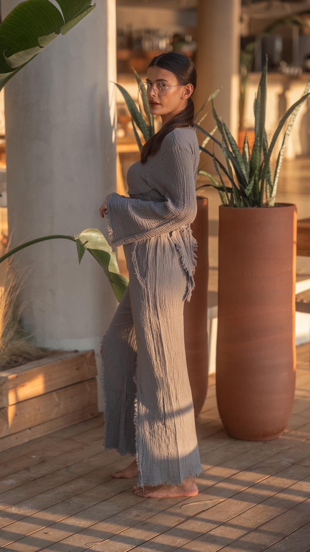 Gri Renk Marakesh Müslin Pantolon