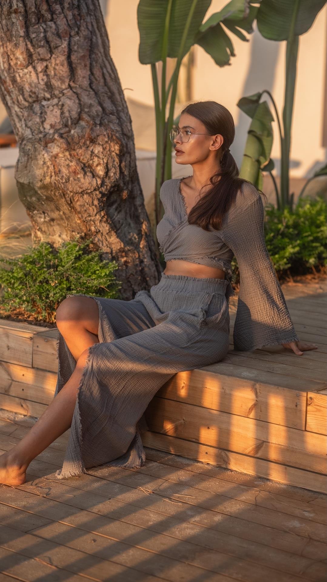 Gri Renk Marakesh Müslin Pantolon