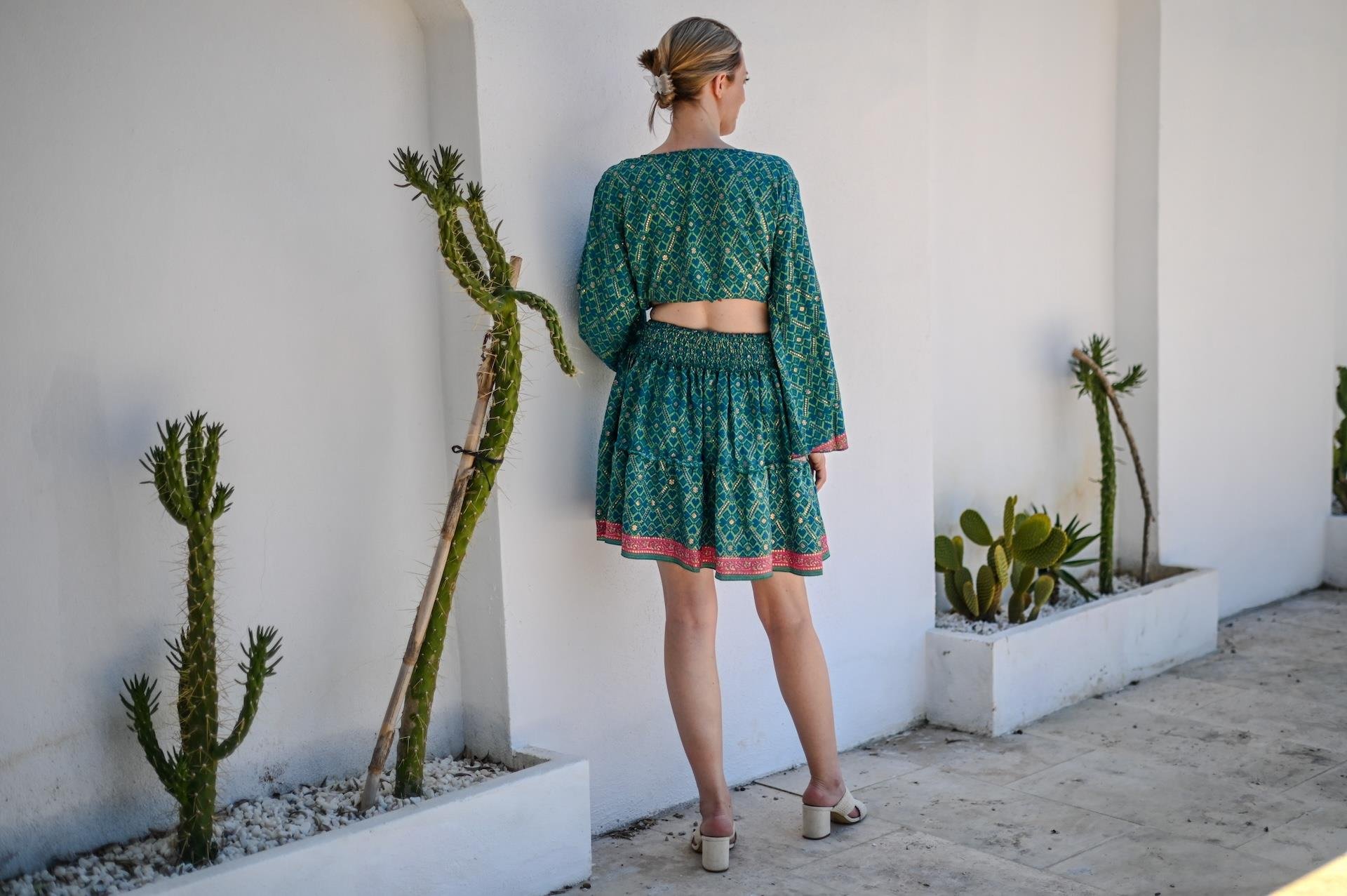 İpek Kısa Etek Bluz Takım