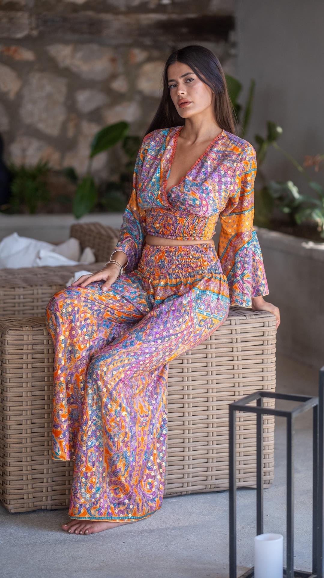 İpek Pantolon Bluz Takım