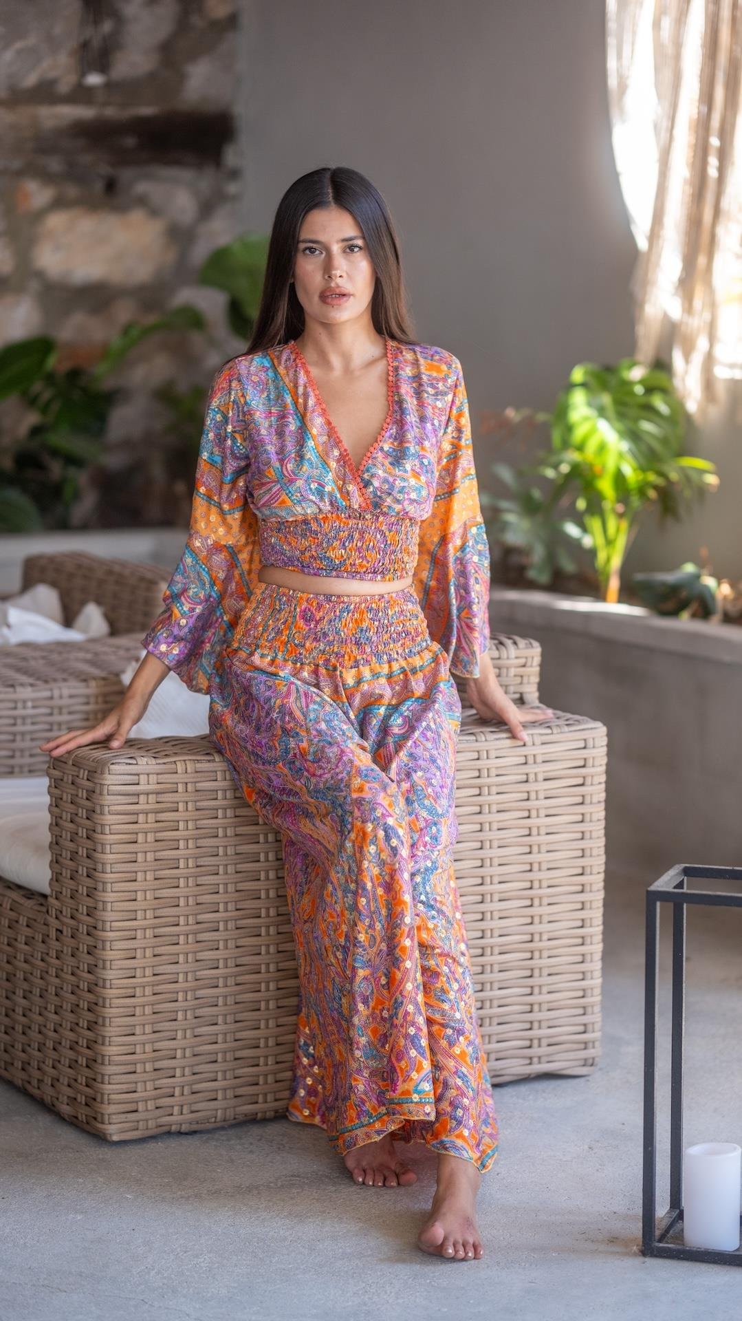 İpek Pantolon Bluz Takım