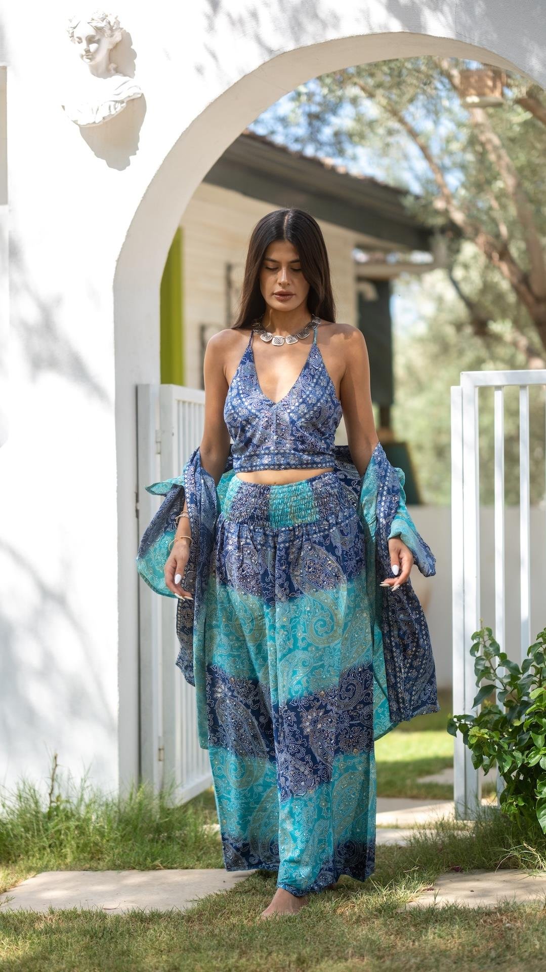 İpek Pantolon Crop Kimono